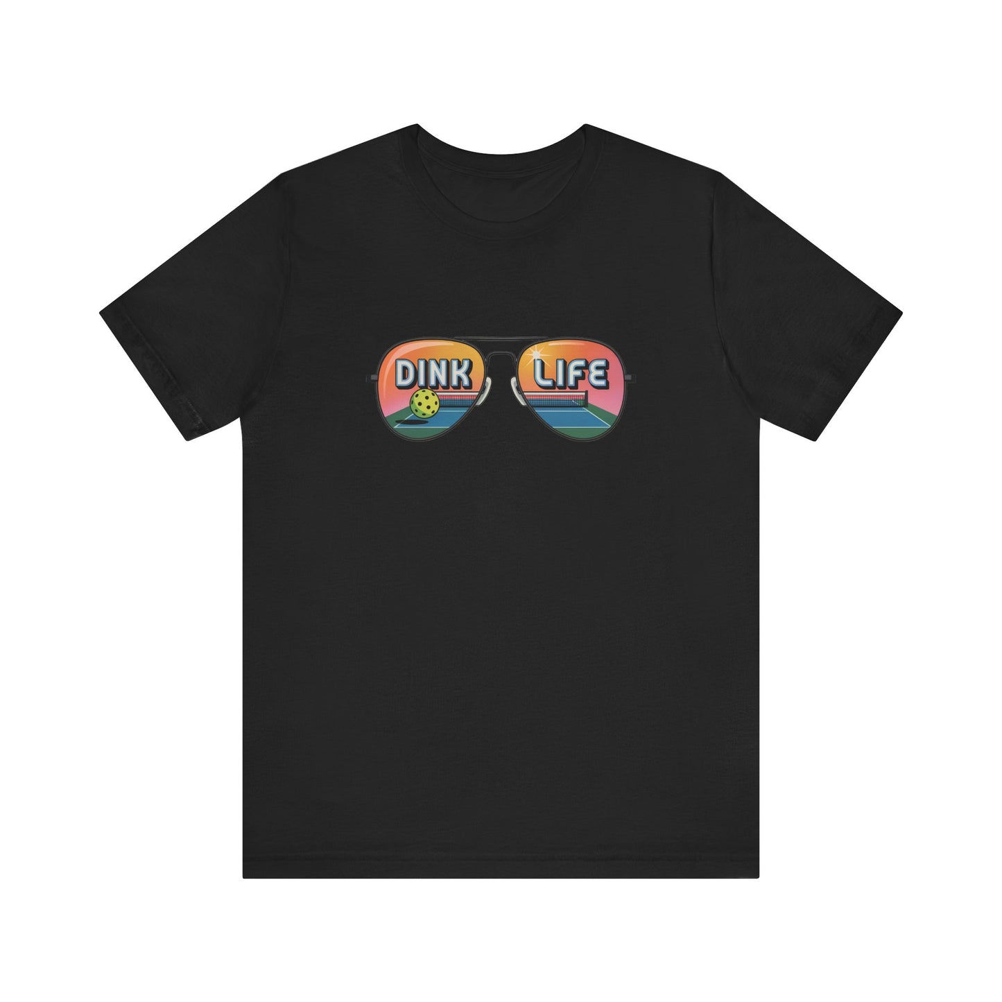 Dink Life Aviator Sunglasses Pickleball T-Shirt - Court Reflection Design