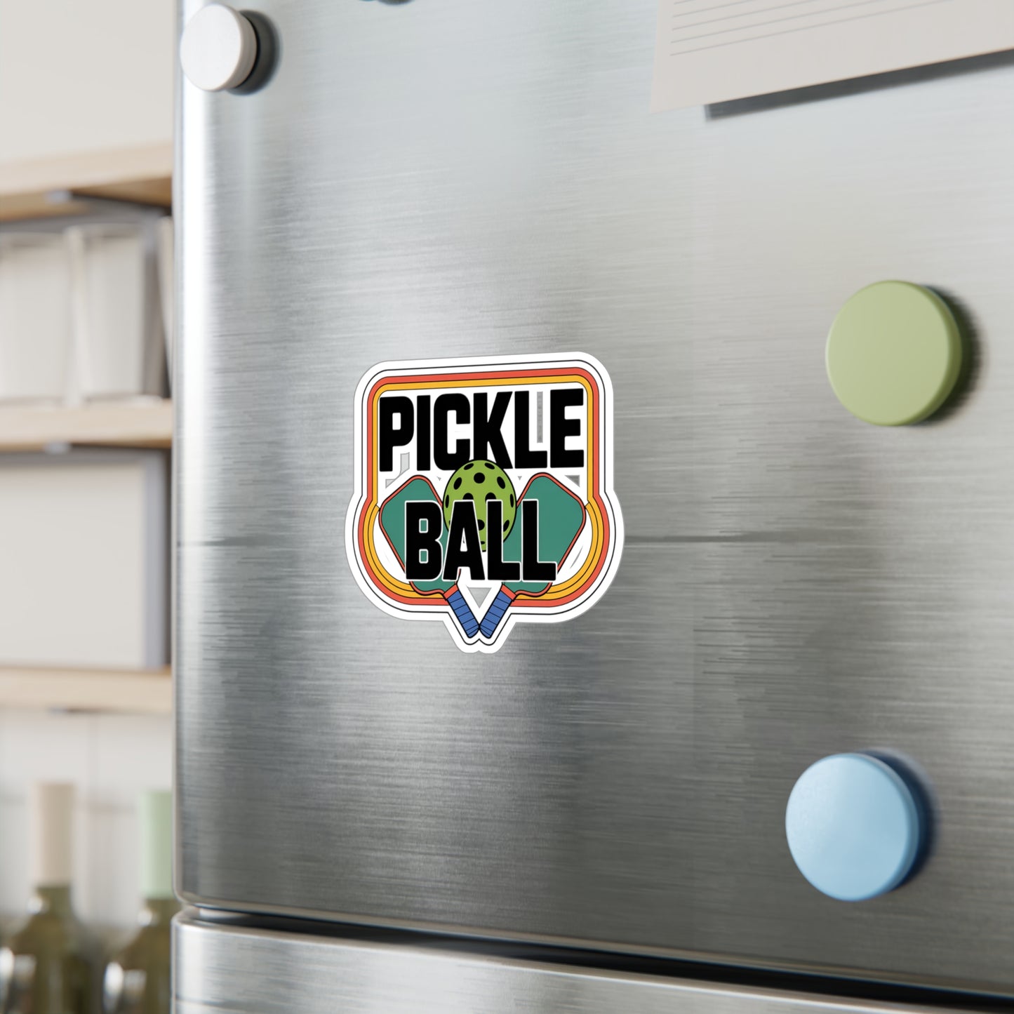 Vintage Pickleball Sticker – Retro Rainbow Paddles