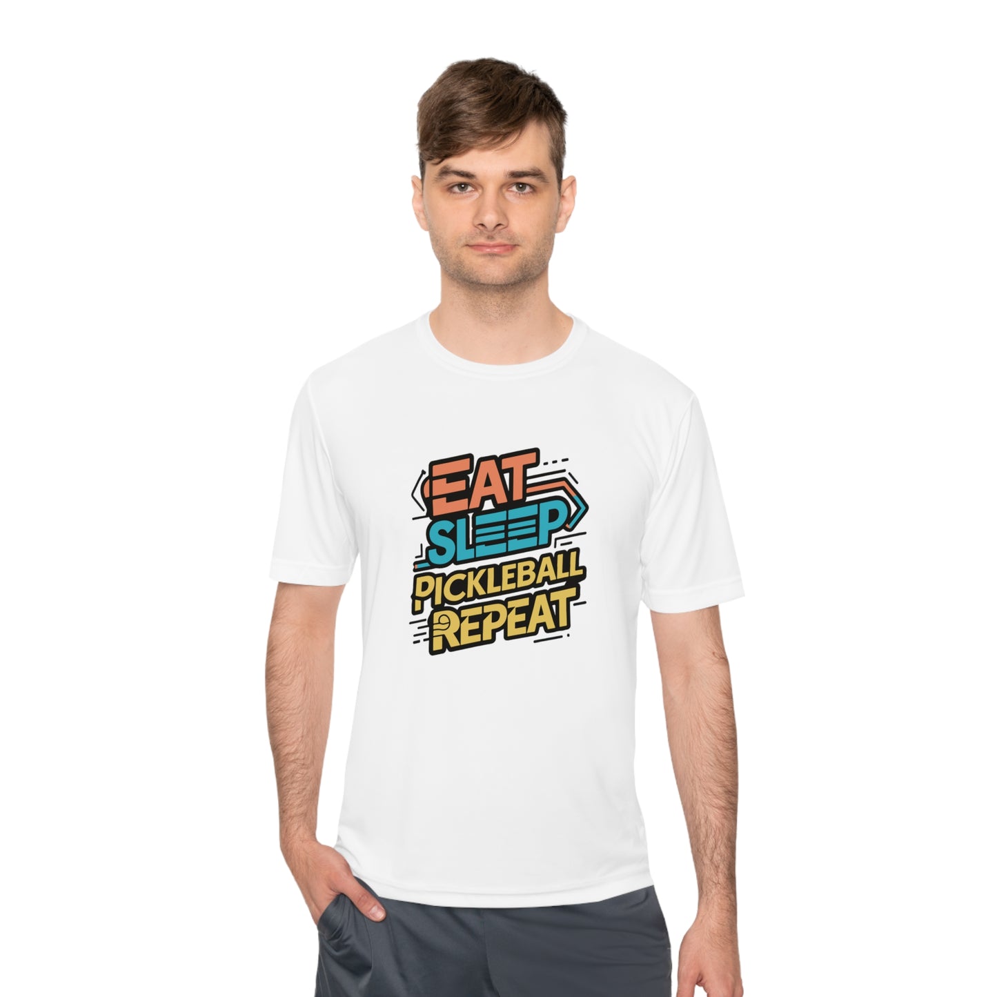 Eat Sleep Pickleball Repeat Performance T-Shirt Bold Design