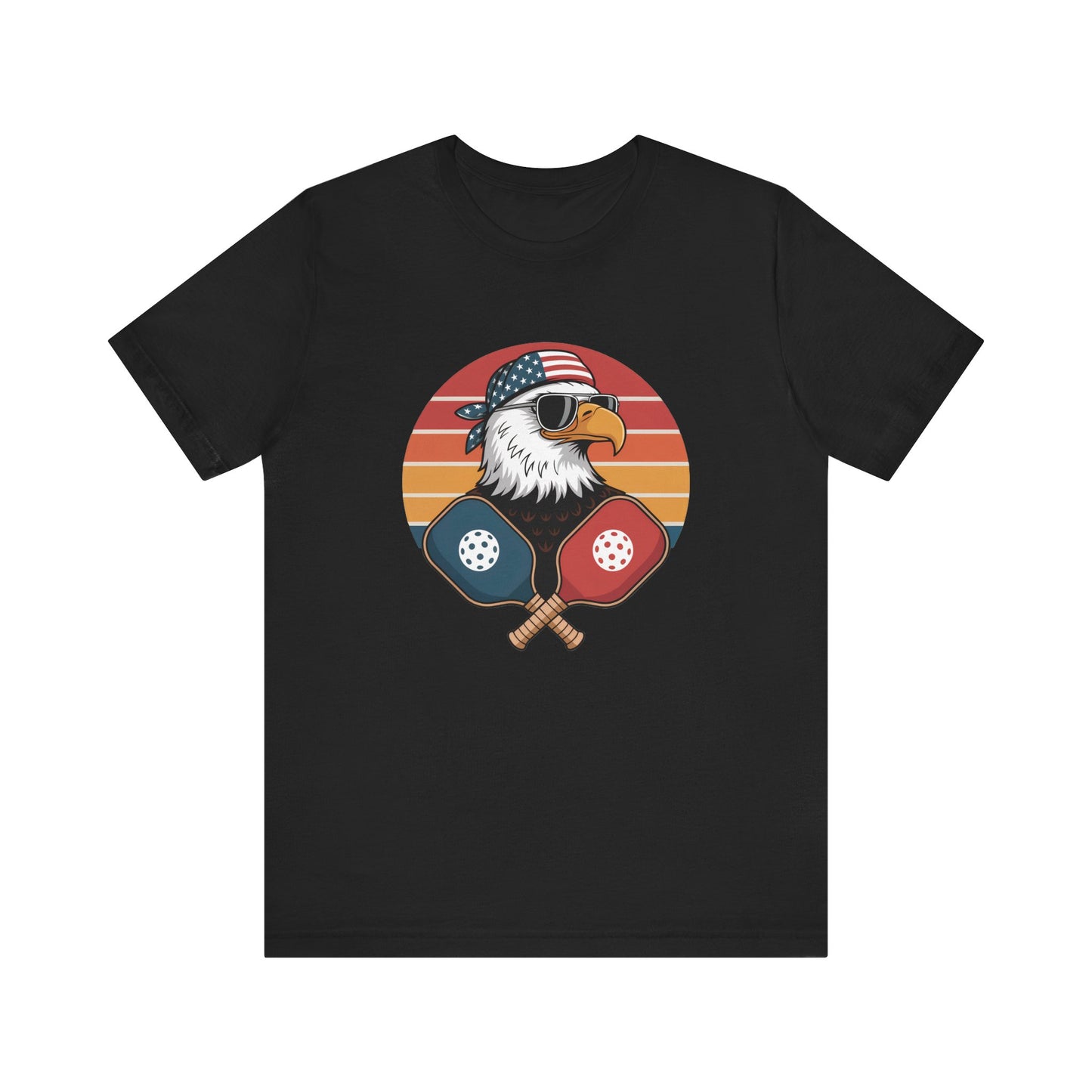 Eagle Pickleball T-Shirt - American Flag Patriotic Design