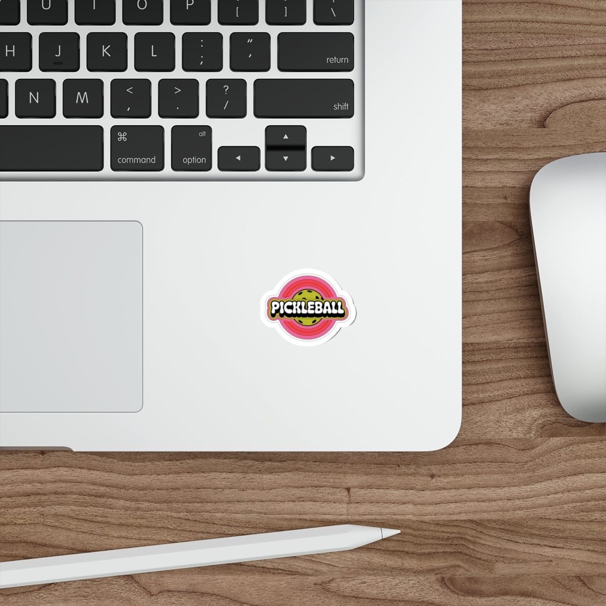 Retro Pop Pickleball Sticker - Chartreuse & Bubble Pink
