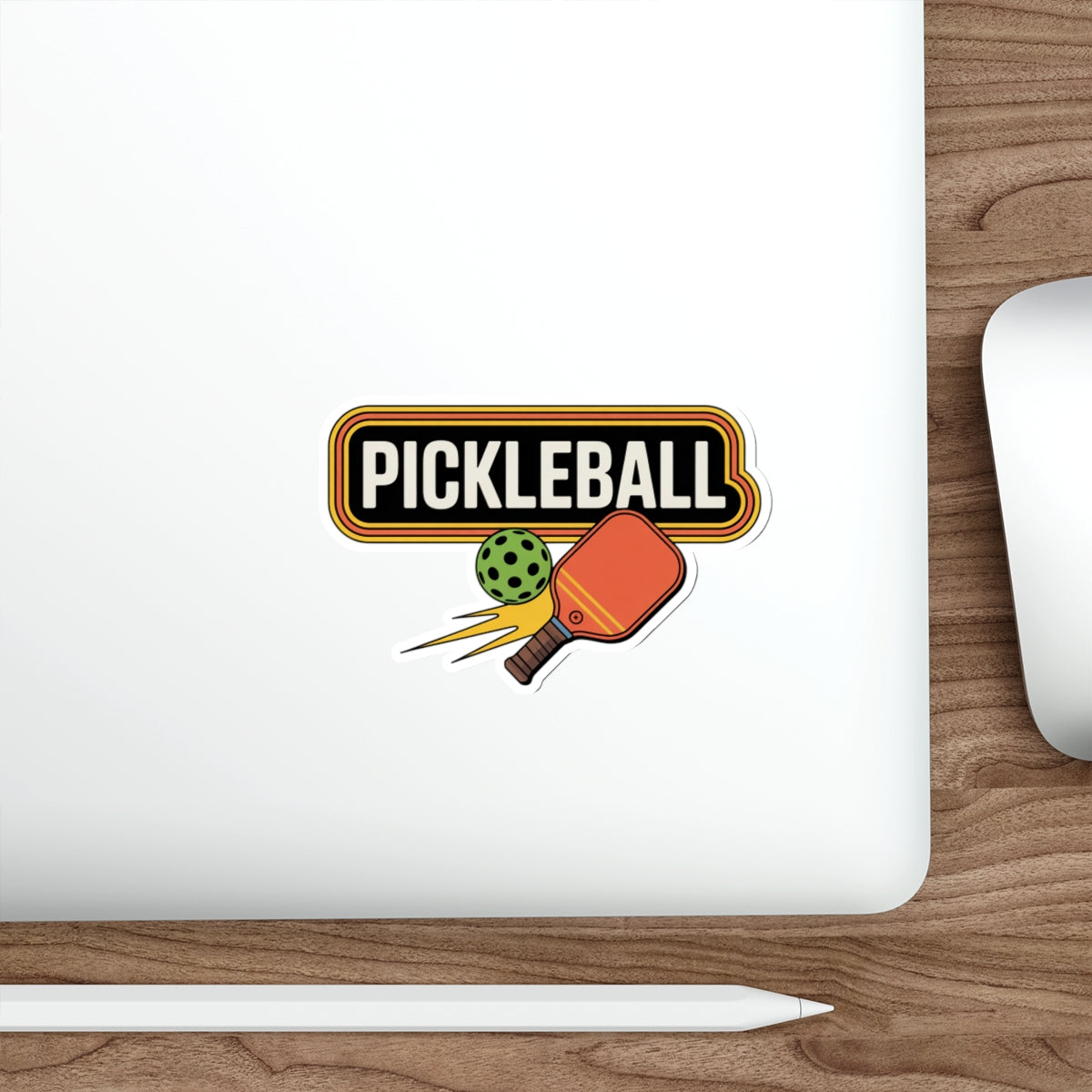 Vintage Pickleball Paddle Smash Sticker - Bold Orange Graphic