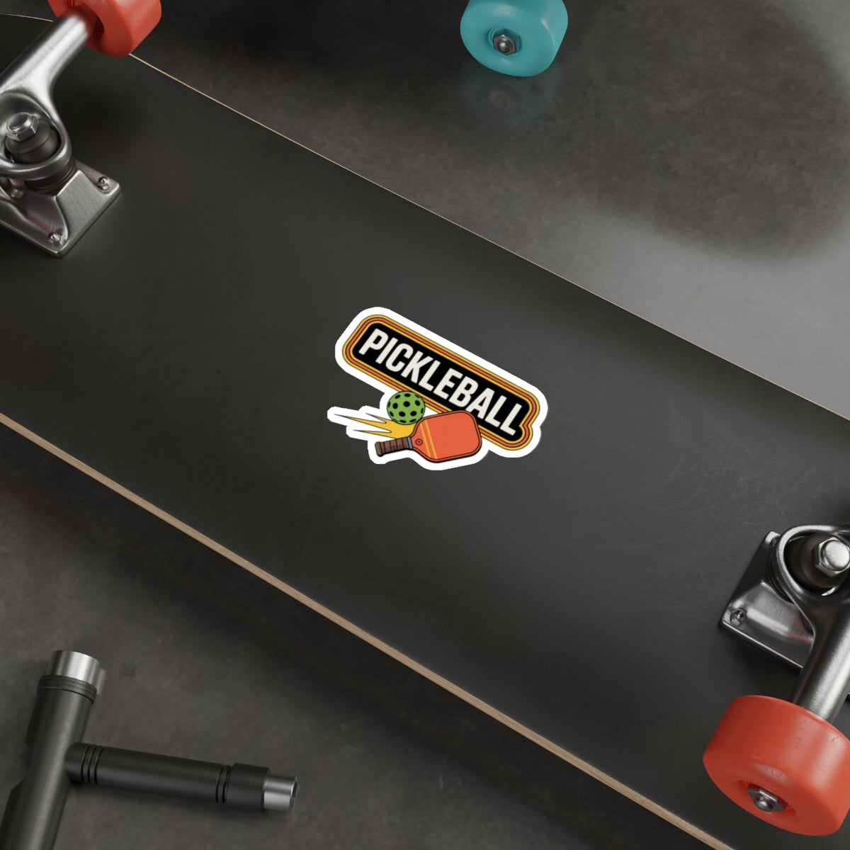 Vintage Pickleball Paddle Smash Sticker - Bold Orange Graphic