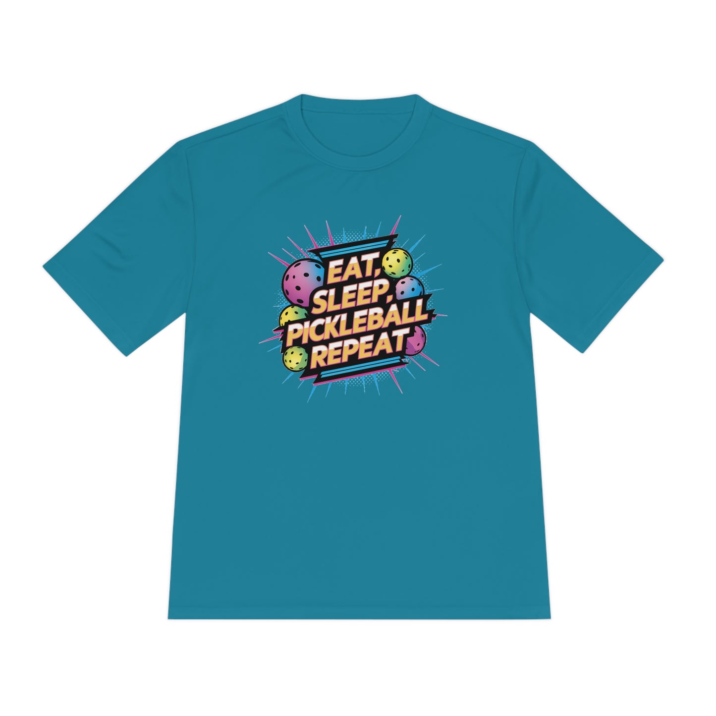 Eat Sleep Pickleball Repeat Neon Balls Performance Tee