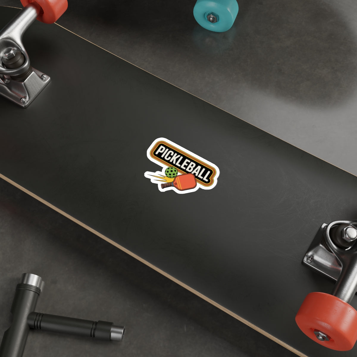 Vintage Pickleball Paddle Smash Sticker - Bold Orange Graphic