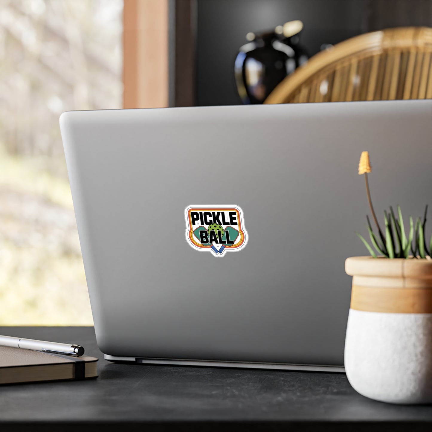 Vintage Pickleball Sticker – Retro Rainbow Paddles