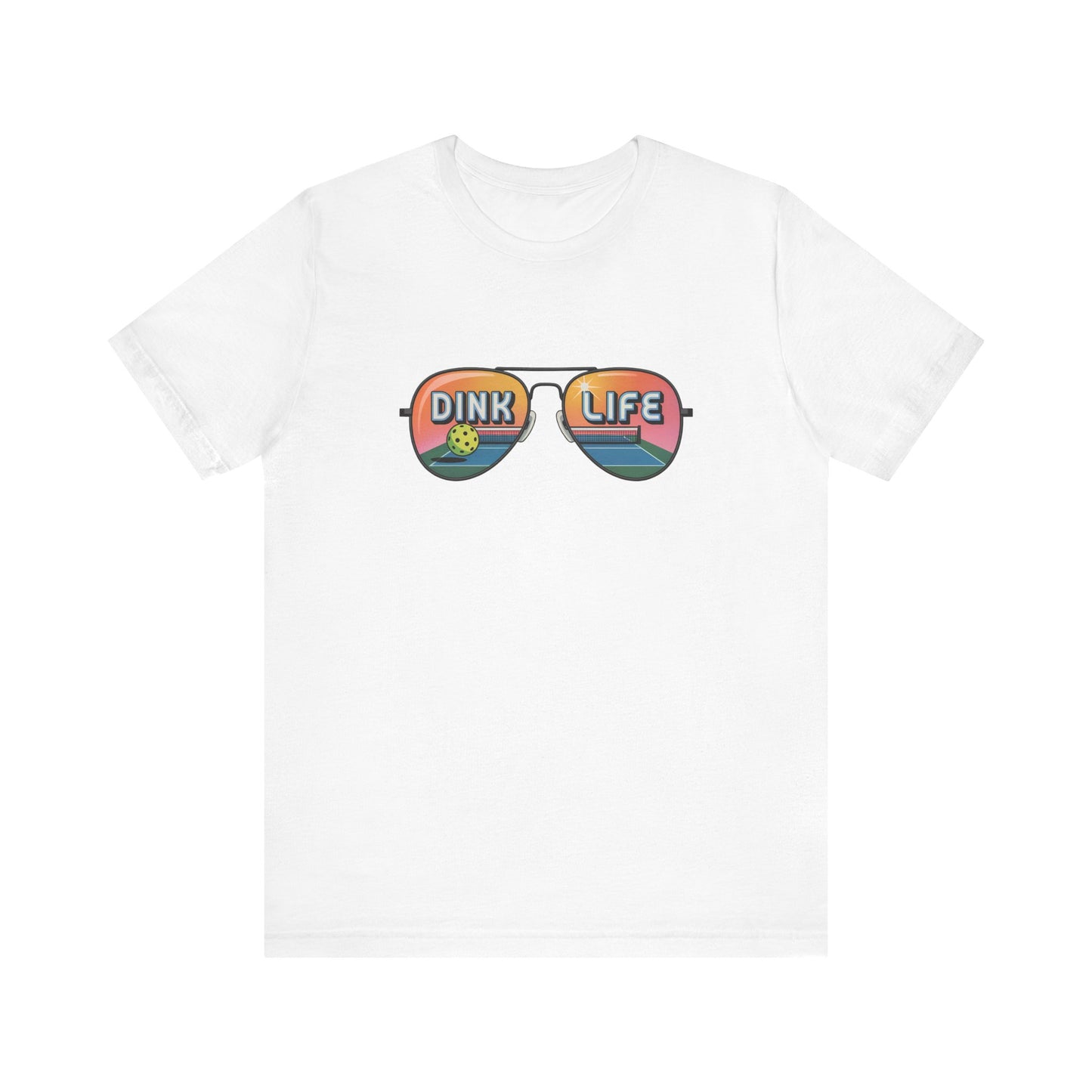 Dink Life Aviator Sunglasses Pickleball T-Shirt - Court Reflection Design