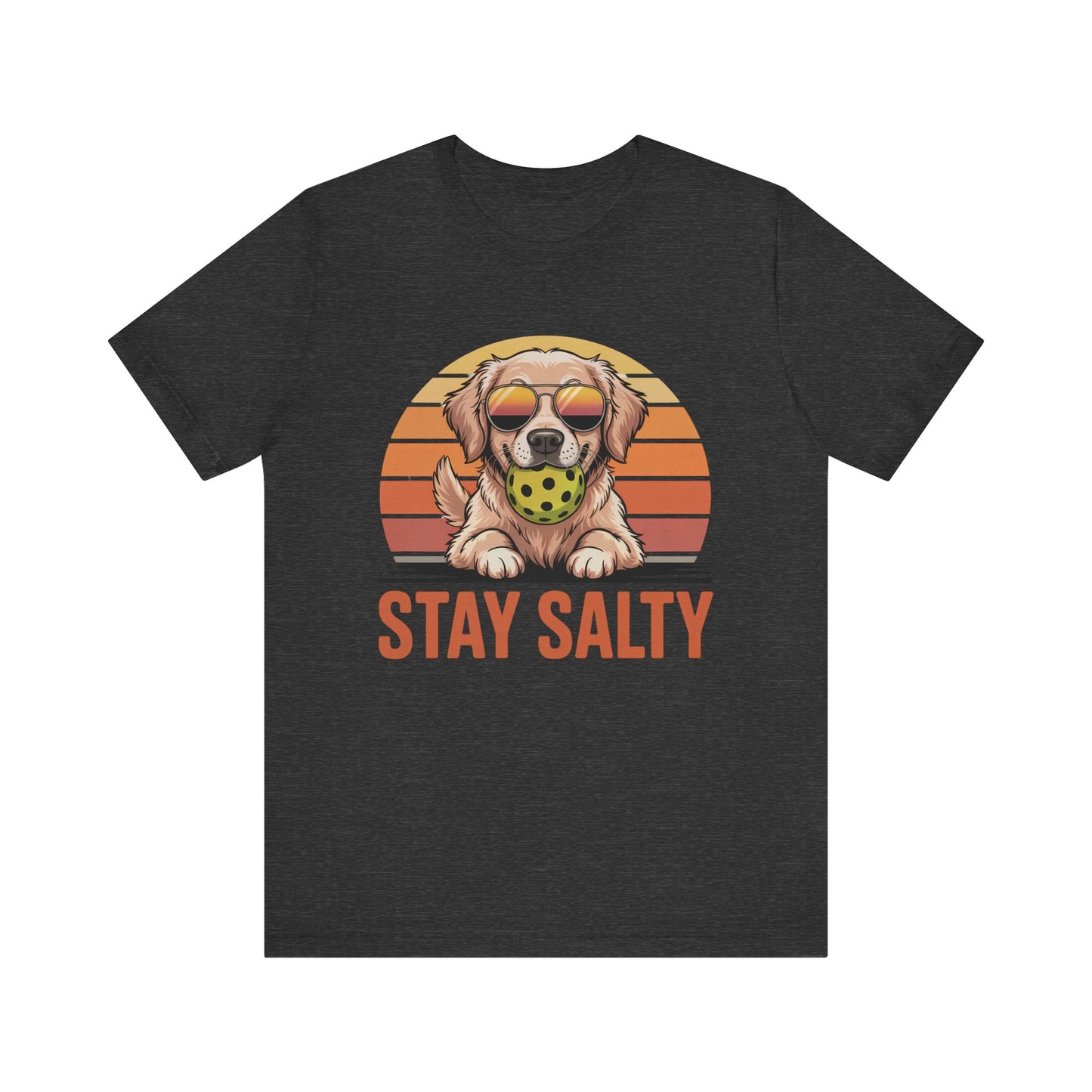 Stay Salty Dog Pickleball T-Shirt - Retro Golden Retriever Design