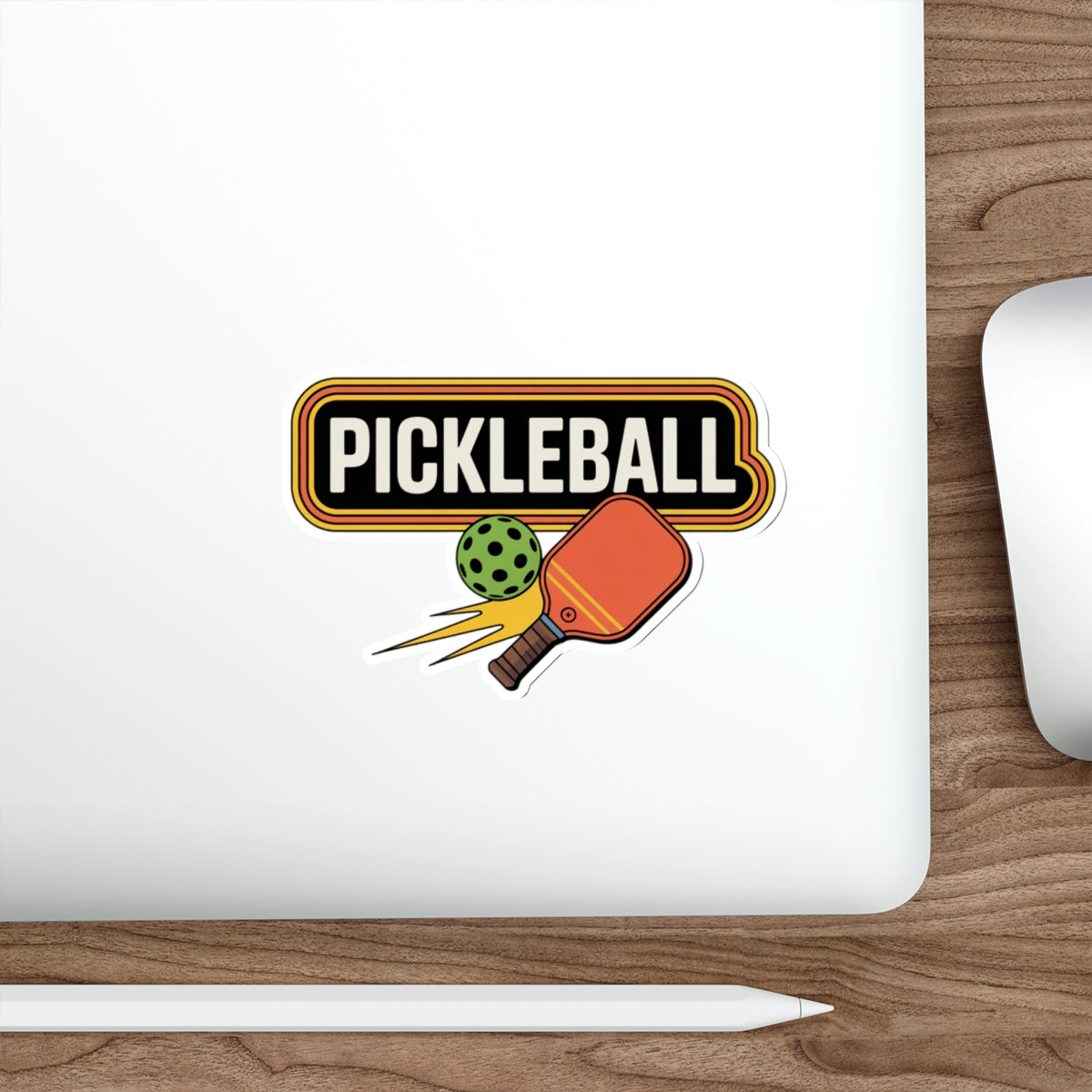 Vintage Pickleball Paddle Smash Sticker - Bold Orange Graphic