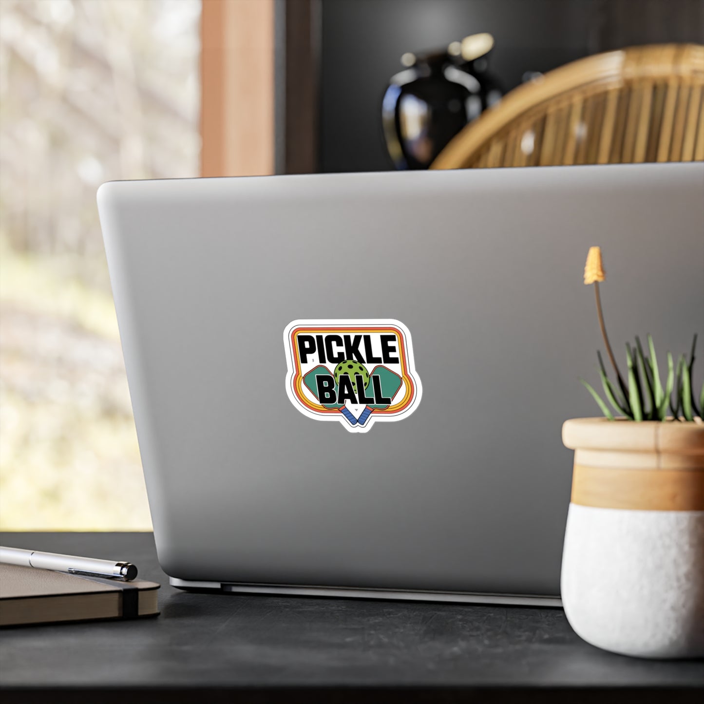 Vintage Pickleball Sticker – Retro Rainbow Paddles