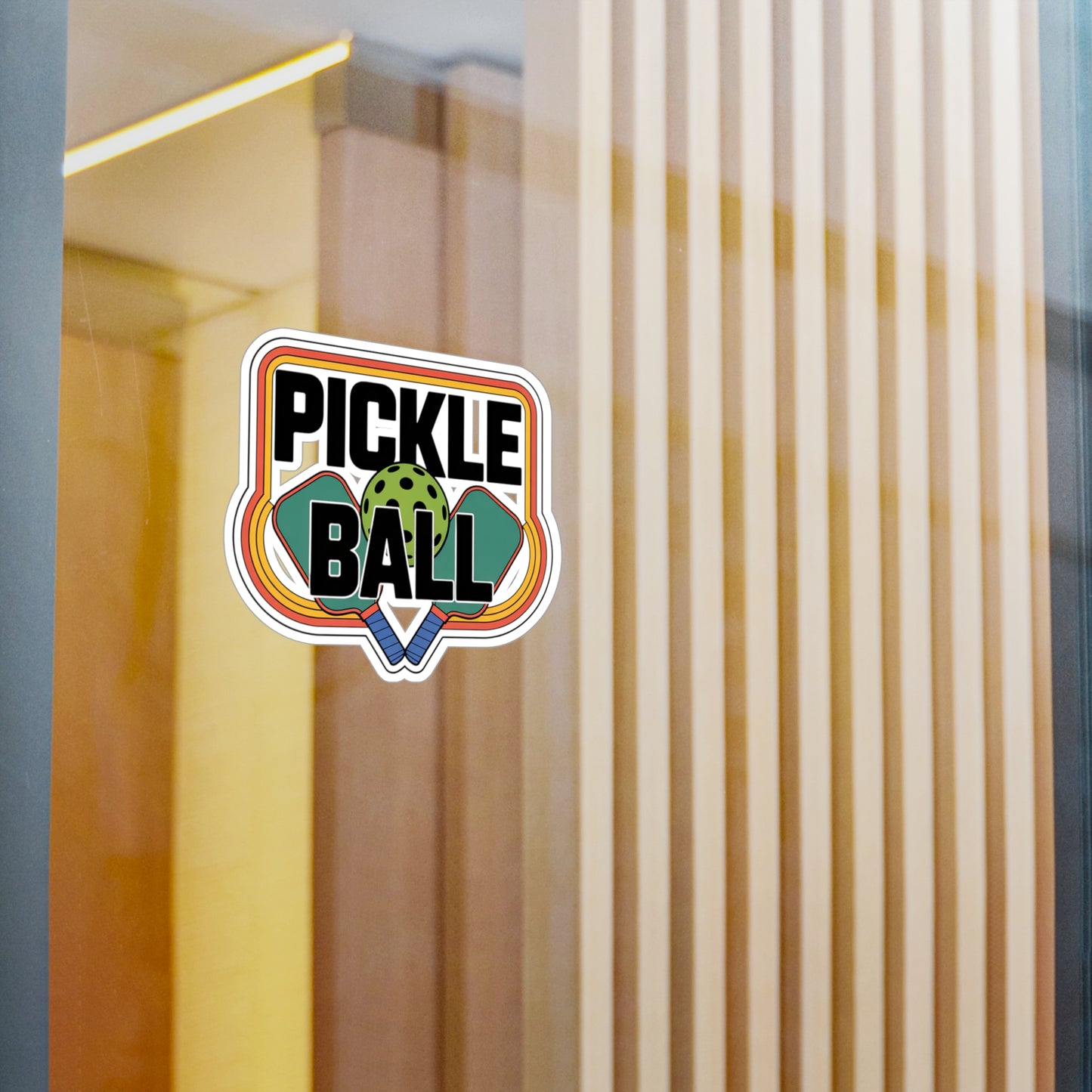 Vintage Pickleball Sticker – Retro Rainbow Paddles