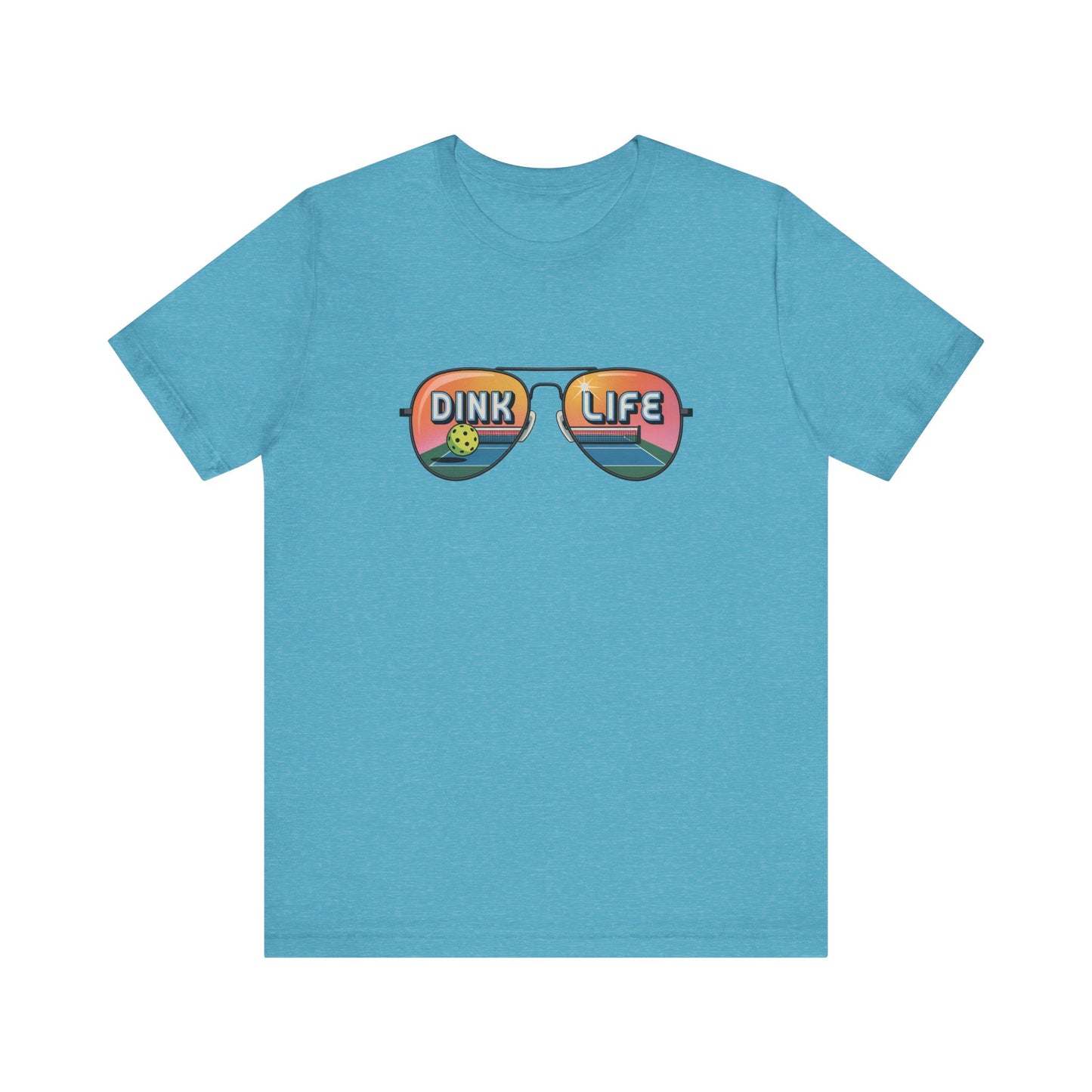 Dink Life Aviator Sunglasses Pickleball T-Shirt - Court Reflection Design