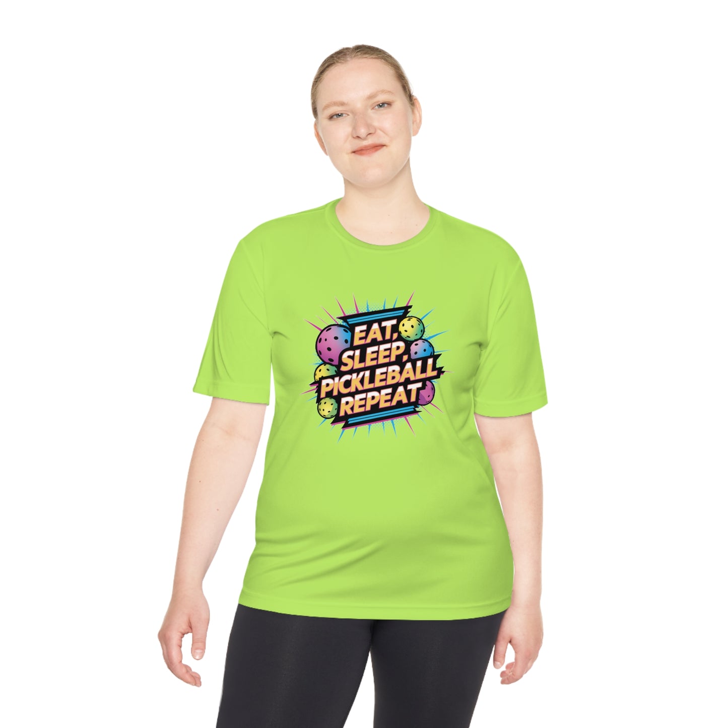 Eat Sleep Pickleball Repeat Neon Balls Performance Tee