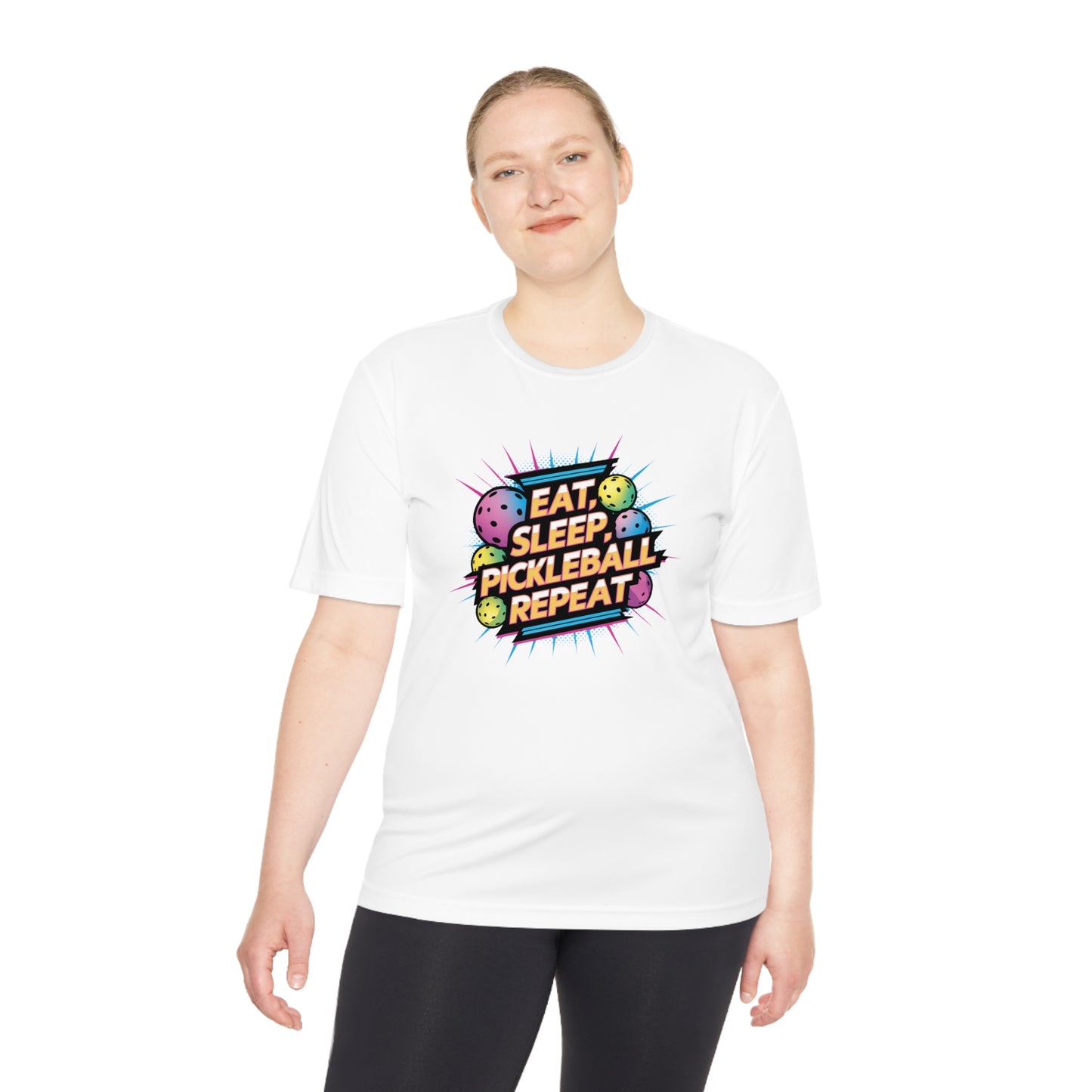 Eat Sleep Pickleball Repeat Neon Balls Performance Tee