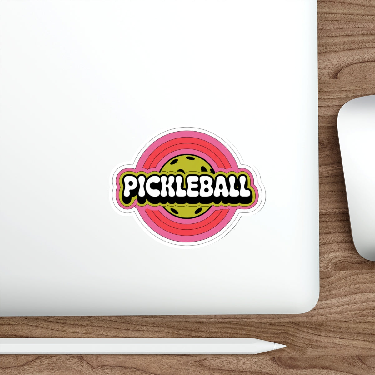 Retro Pop Pickleball Sticker - Chartreuse & Bubble Pink