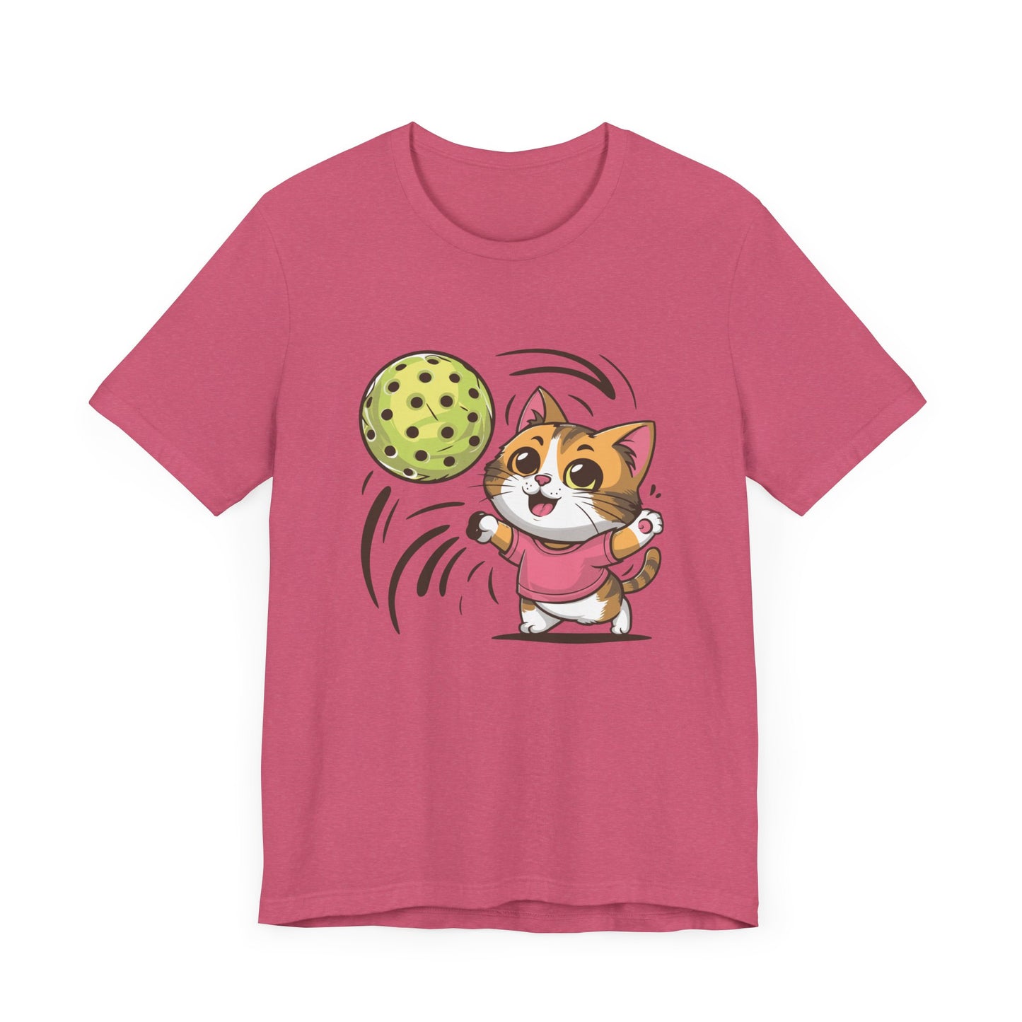 Cute Pickleball Cat T-Shirt – Cartoon Cat Design