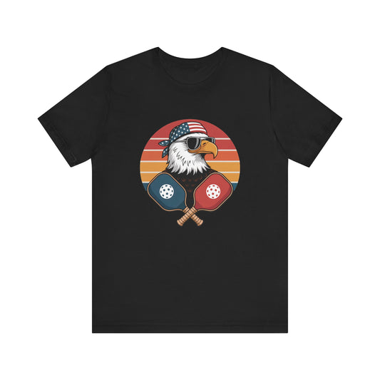 Eagle Pickleball T-Shirt - American Flag Patriotic Design