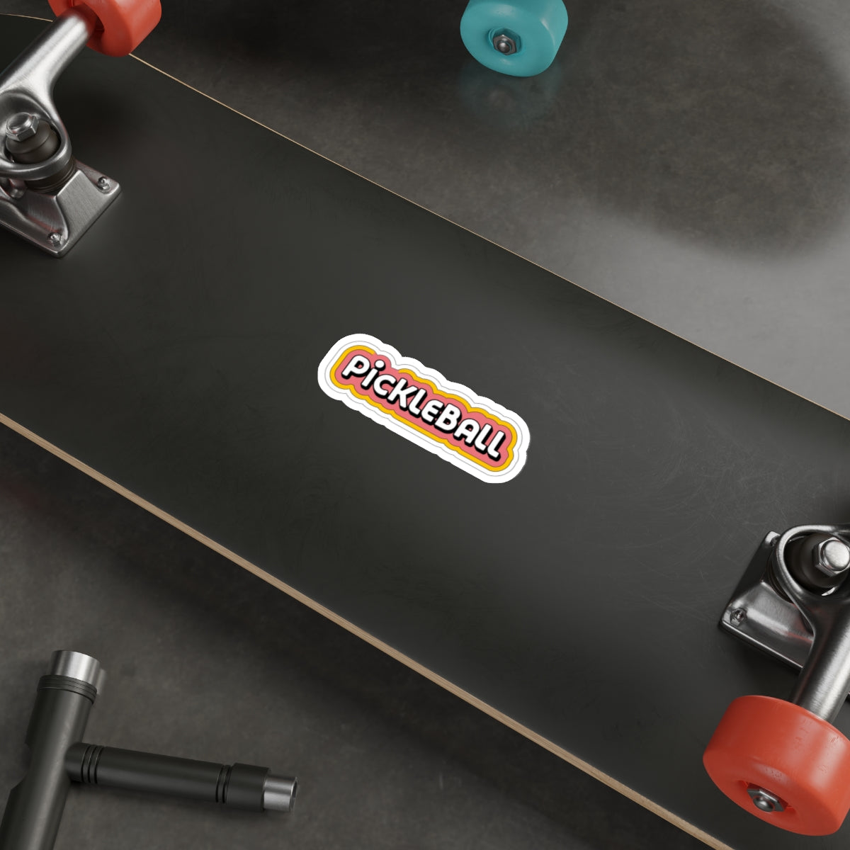 Retro Bubble Pickleball Sticker - Groovy 70s Throwback Style