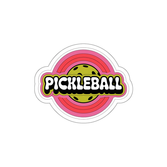 Retro Pop Pickleball Sticker - Chartreuse & Bubble Pink