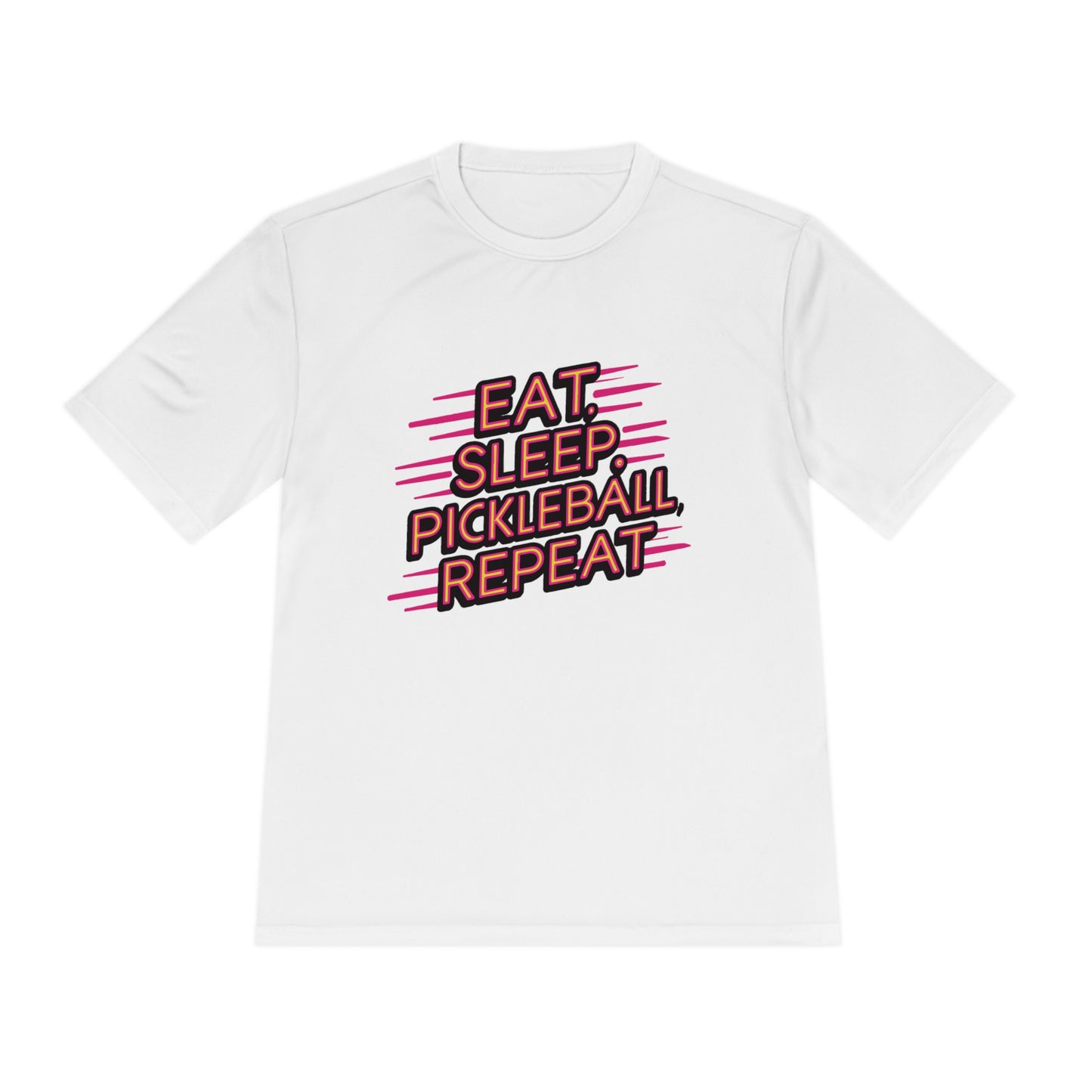 Eat Sleep Pickleball Repeat Pink Graphic Performance Pickleball T-Shirt