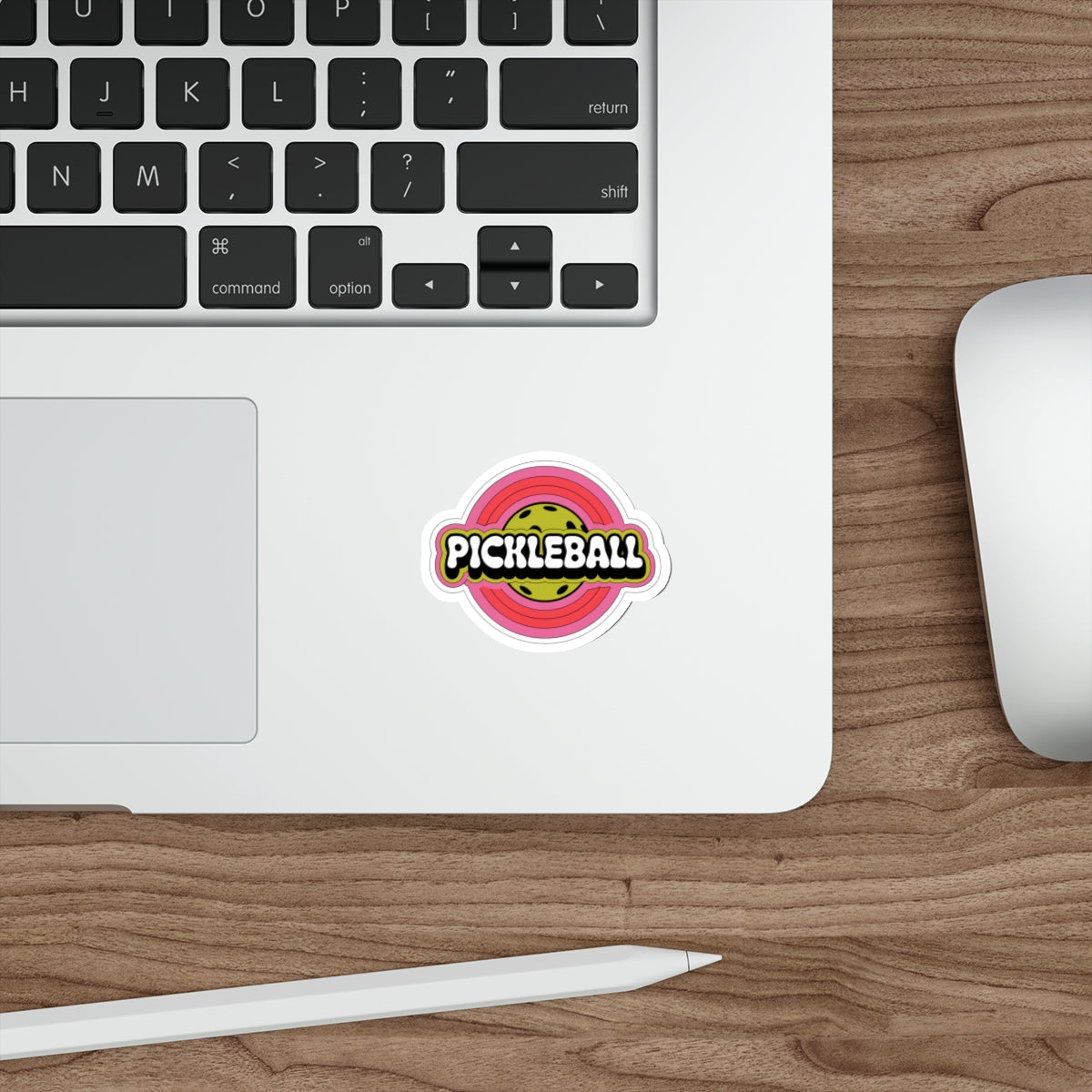 Retro Pop Pickleball Sticker - Chartreuse & Bubble Pink