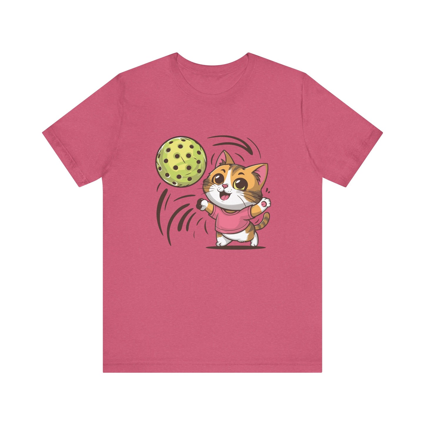 Cute Pickleball Cat T-Shirt – Cartoon Cat Design