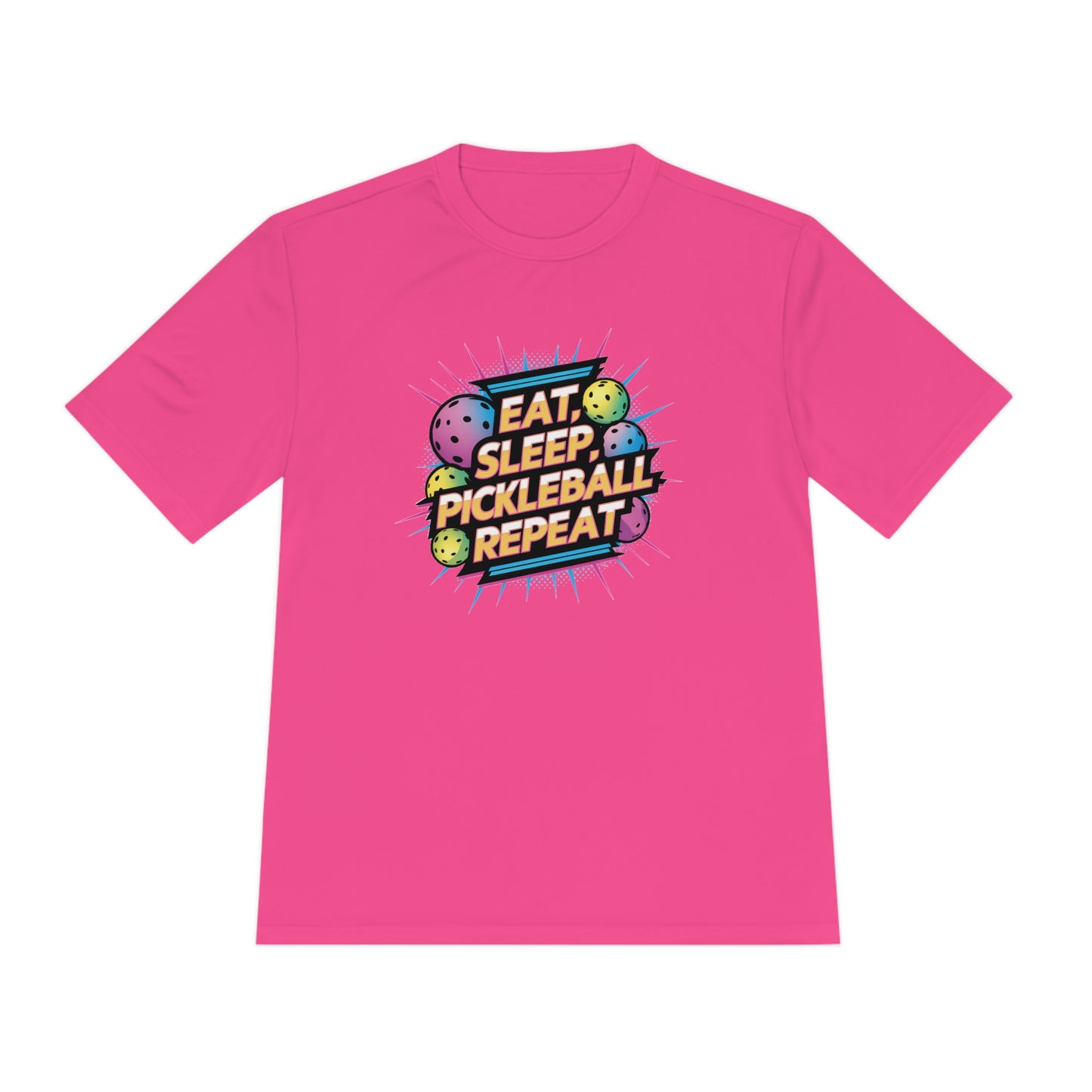 Eat Sleep Pickleball Repeat Neon Balls Performance Tee