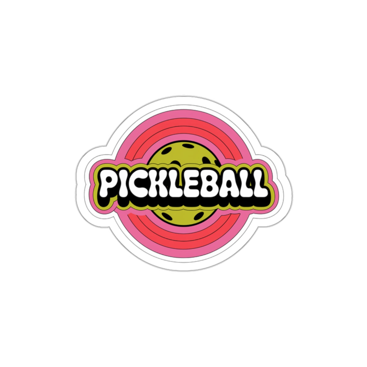 Retro Pop Pickleball Sticker - Chartreuse & Bubble Pink
