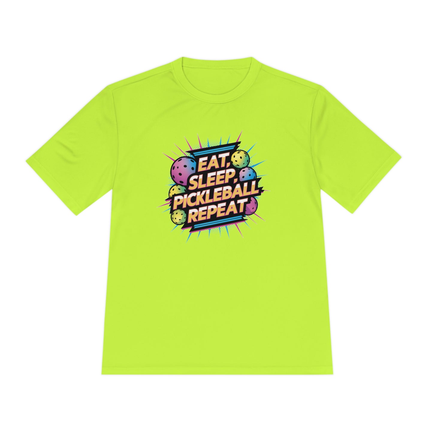 Eat Sleep Pickleball Repeat Neon Balls Performance Tee