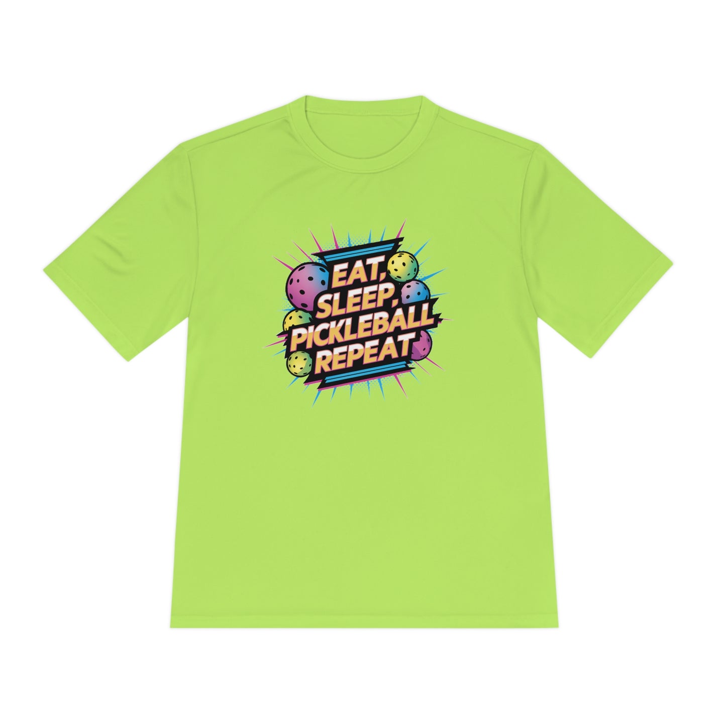 Eat Sleep Pickleball Repeat Neon Balls Performance Tee