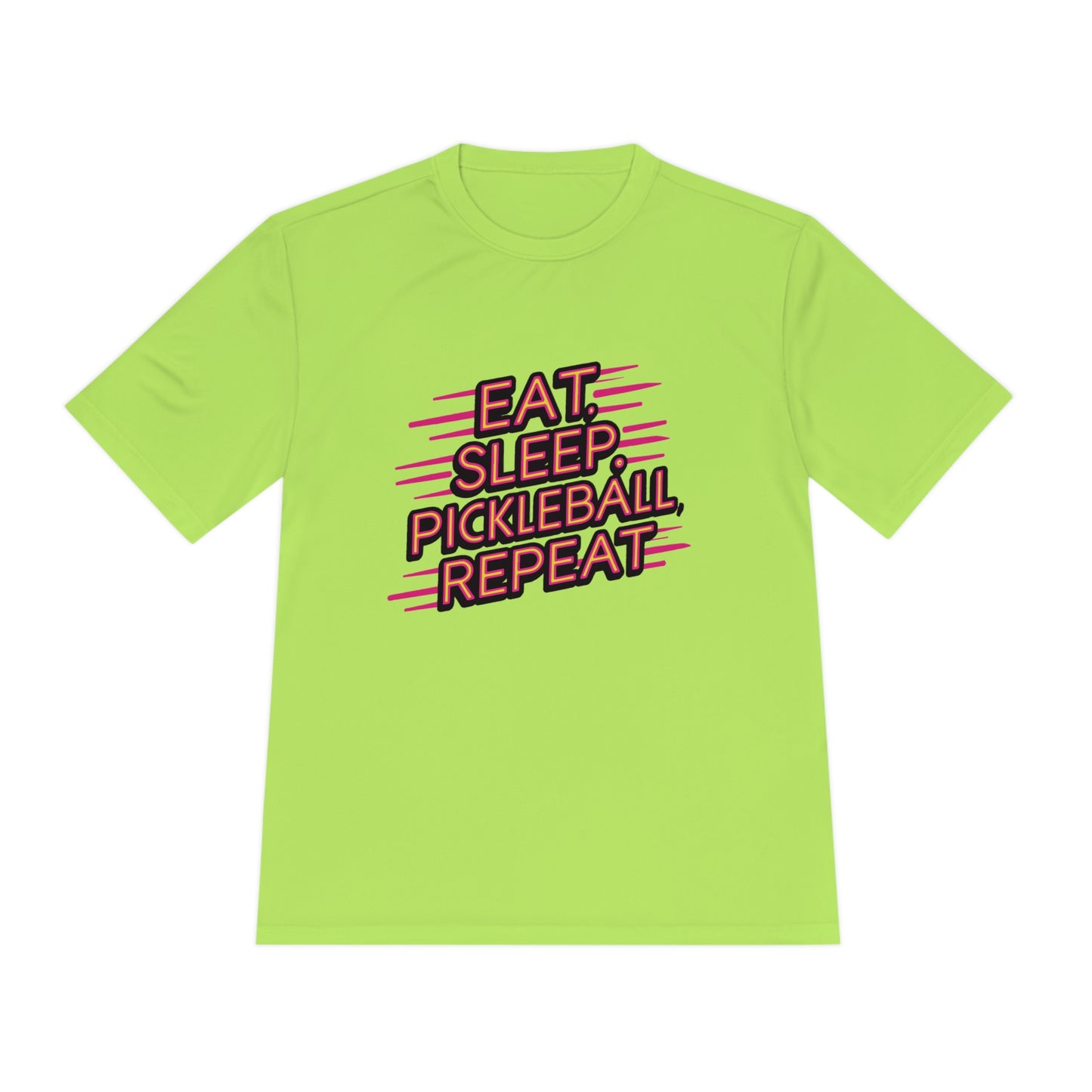 Eat Sleep Pickleball Repeat Pink Graphic Performance Pickleball T-Shirt