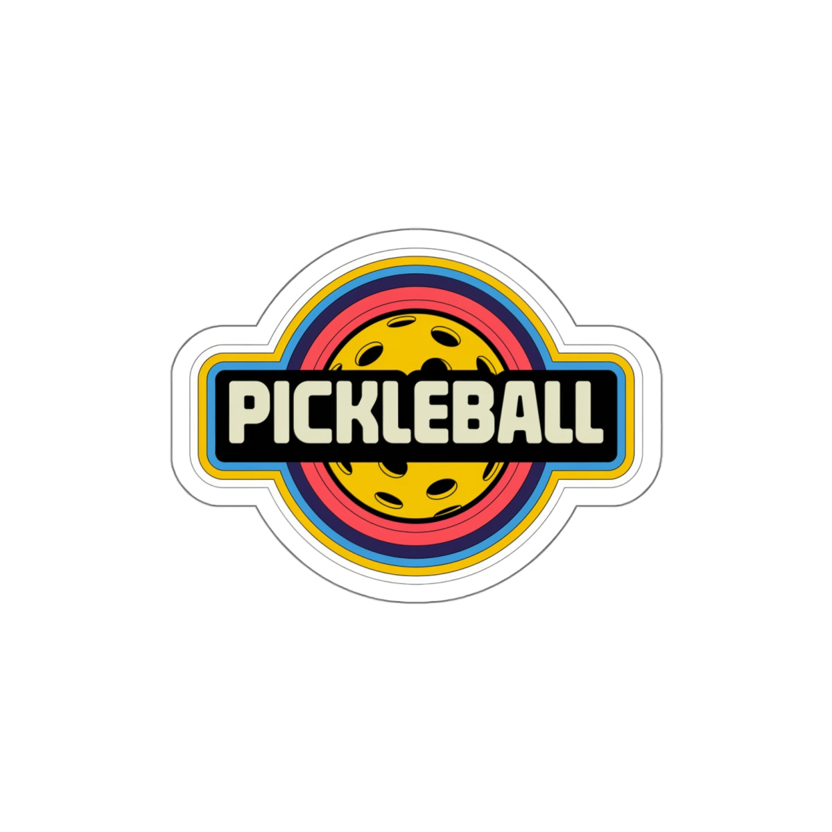 Retro Pickleball Sticker - Bold & Colorful 70s Vibes
