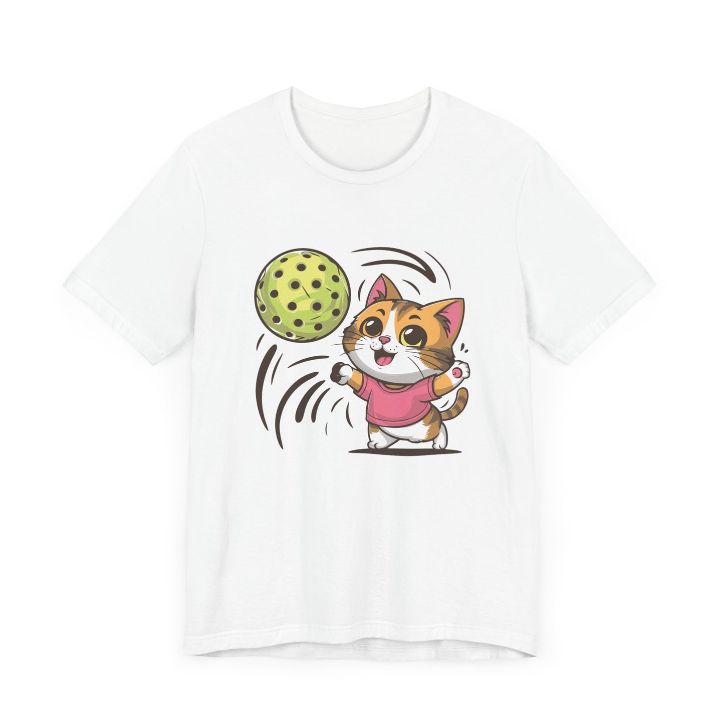 Cute Pickleball Cat T-Shirt – Cartoon Cat Design