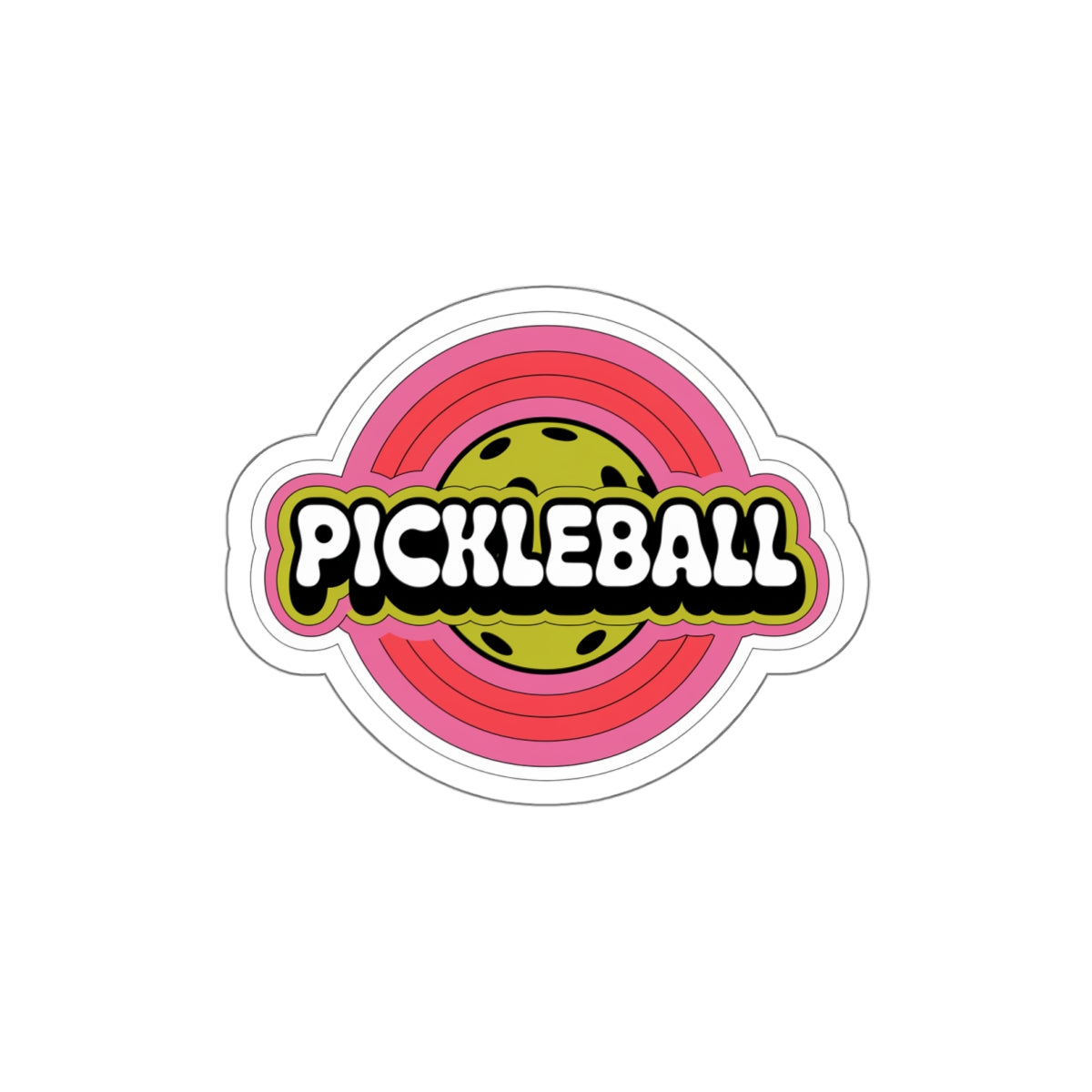 Retro Pop Pickleball Sticker - Chartreuse & Bubble Pink