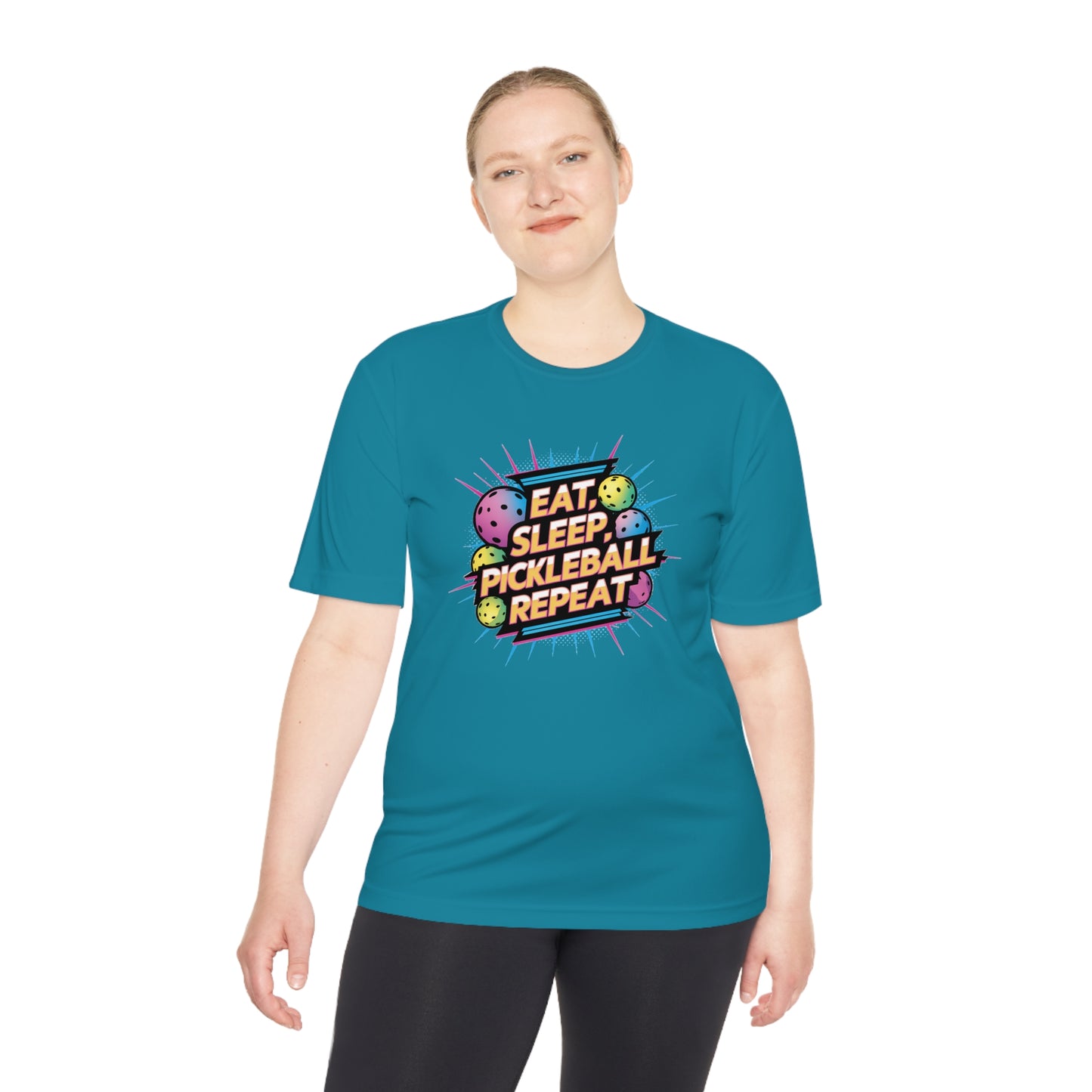 Eat Sleep Pickleball Repeat Neon Balls Performance Tee