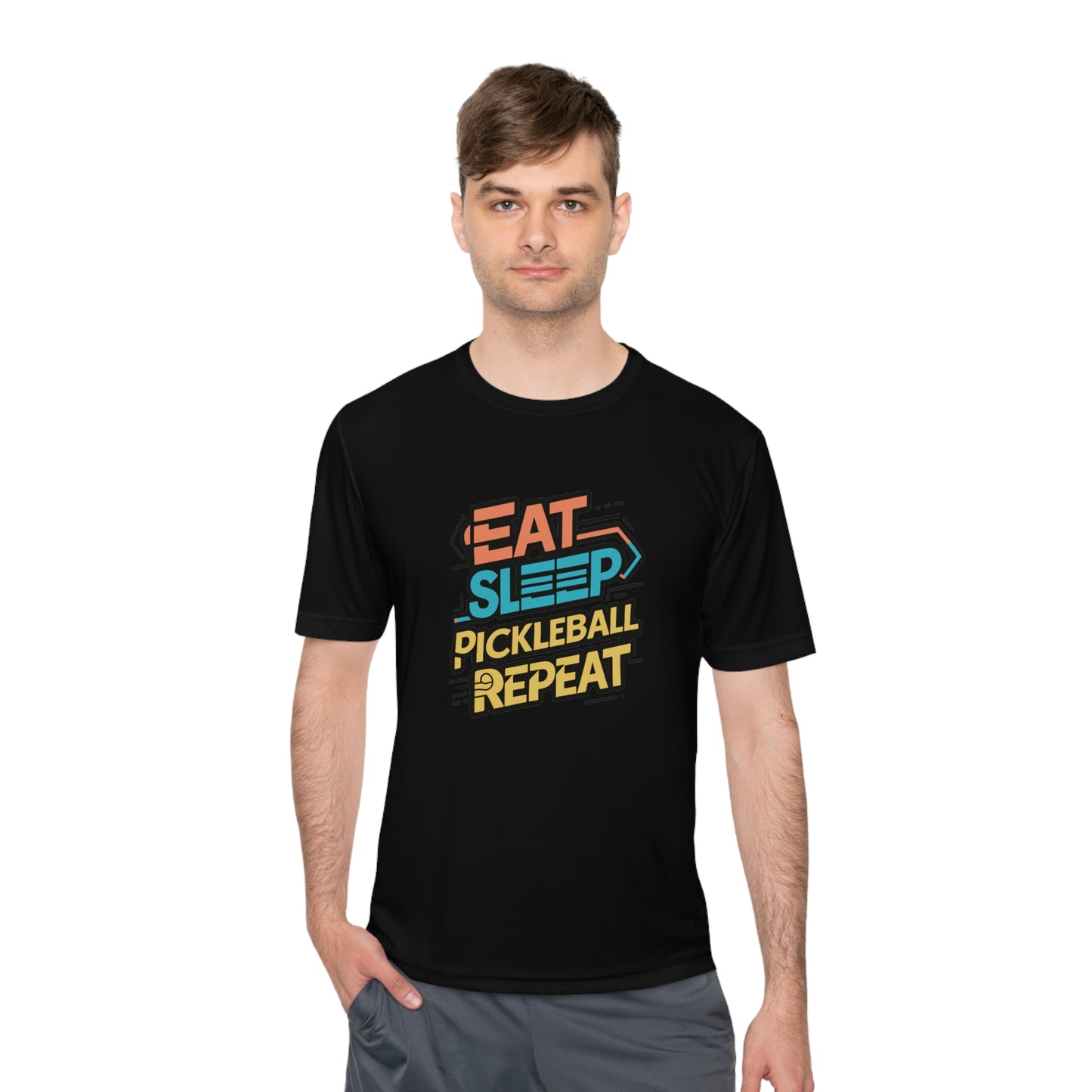 Eat Sleep Pickleball Repeat Performance T-Shirt Bold Design