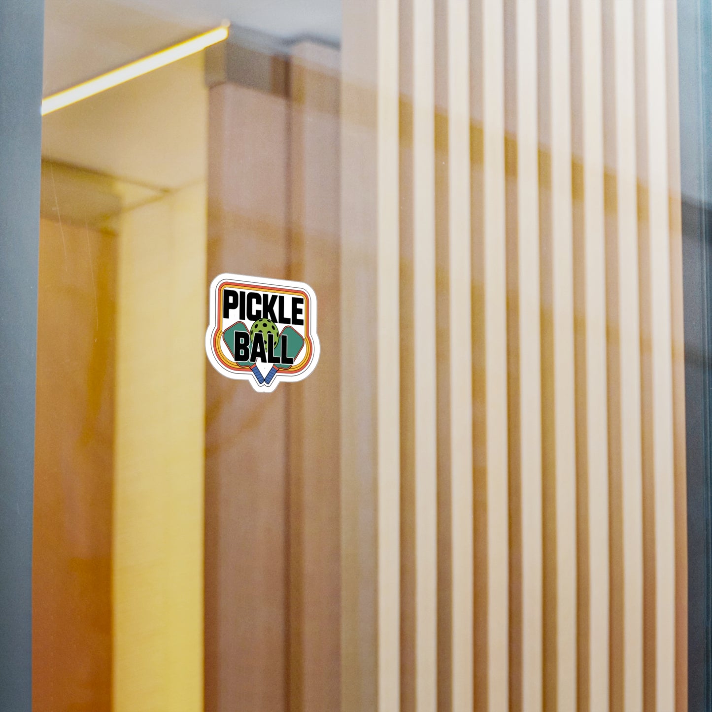 Vintage Pickleball Sticker – Retro Rainbow Paddles