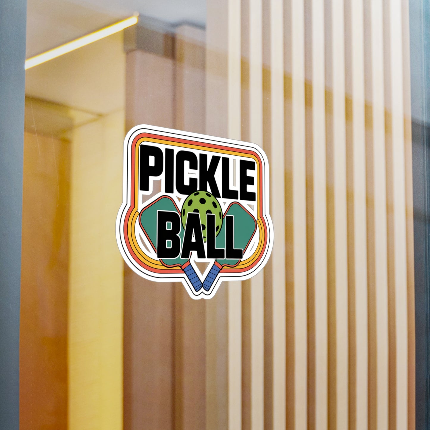 Vintage Pickleball Sticker – Retro Rainbow Paddles