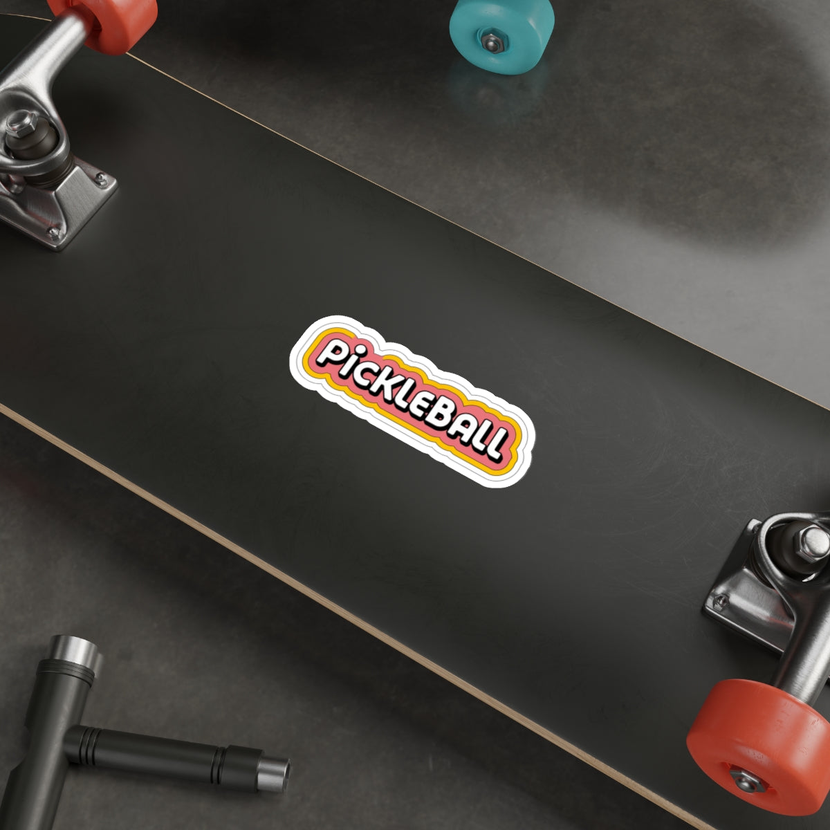Retro Bubble Pickleball Sticker - Groovy 70s Throwback Style