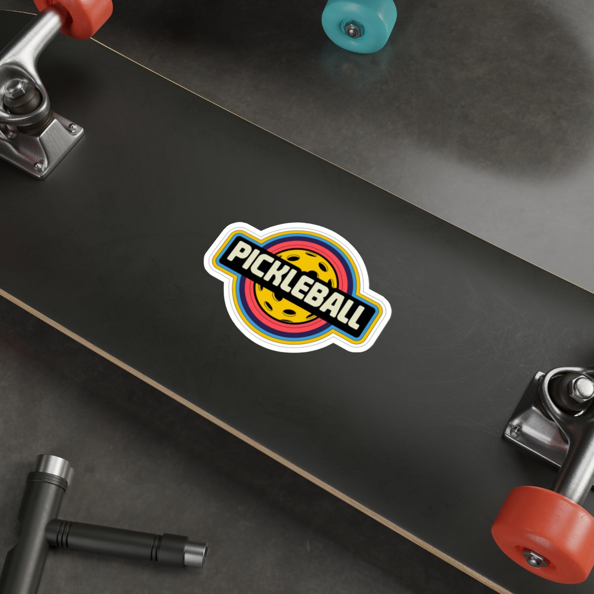 Retro Pickleball Sticker - Bold & Colorful 70s Vibes