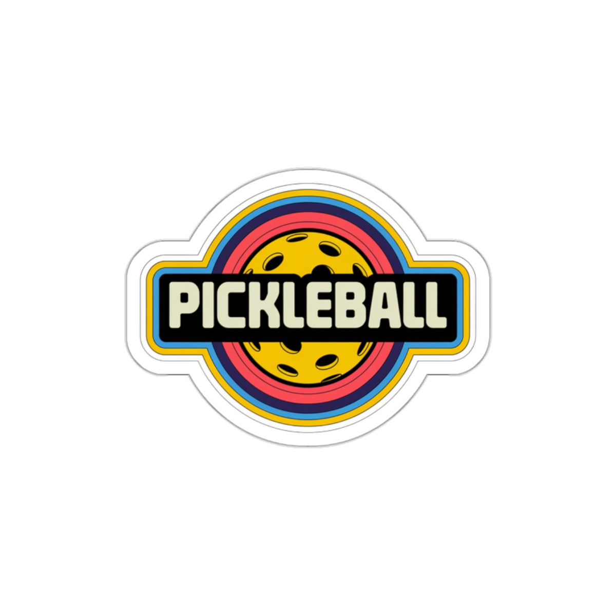 Retro Pickleball Sticker - Bold & Colorful 70s Vibes