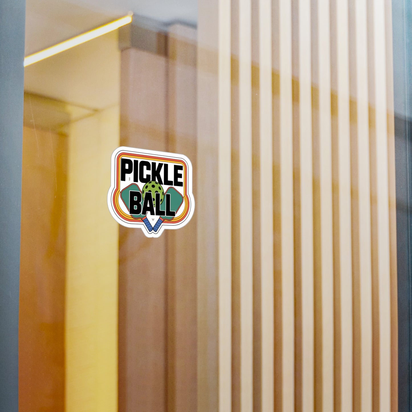 Vintage Pickleball Sticker – Retro Rainbow Paddles