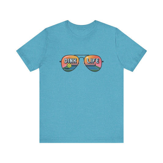 Dink Life Aviator Sunglasses Pickleball T-Shirt - Court Reflection Design