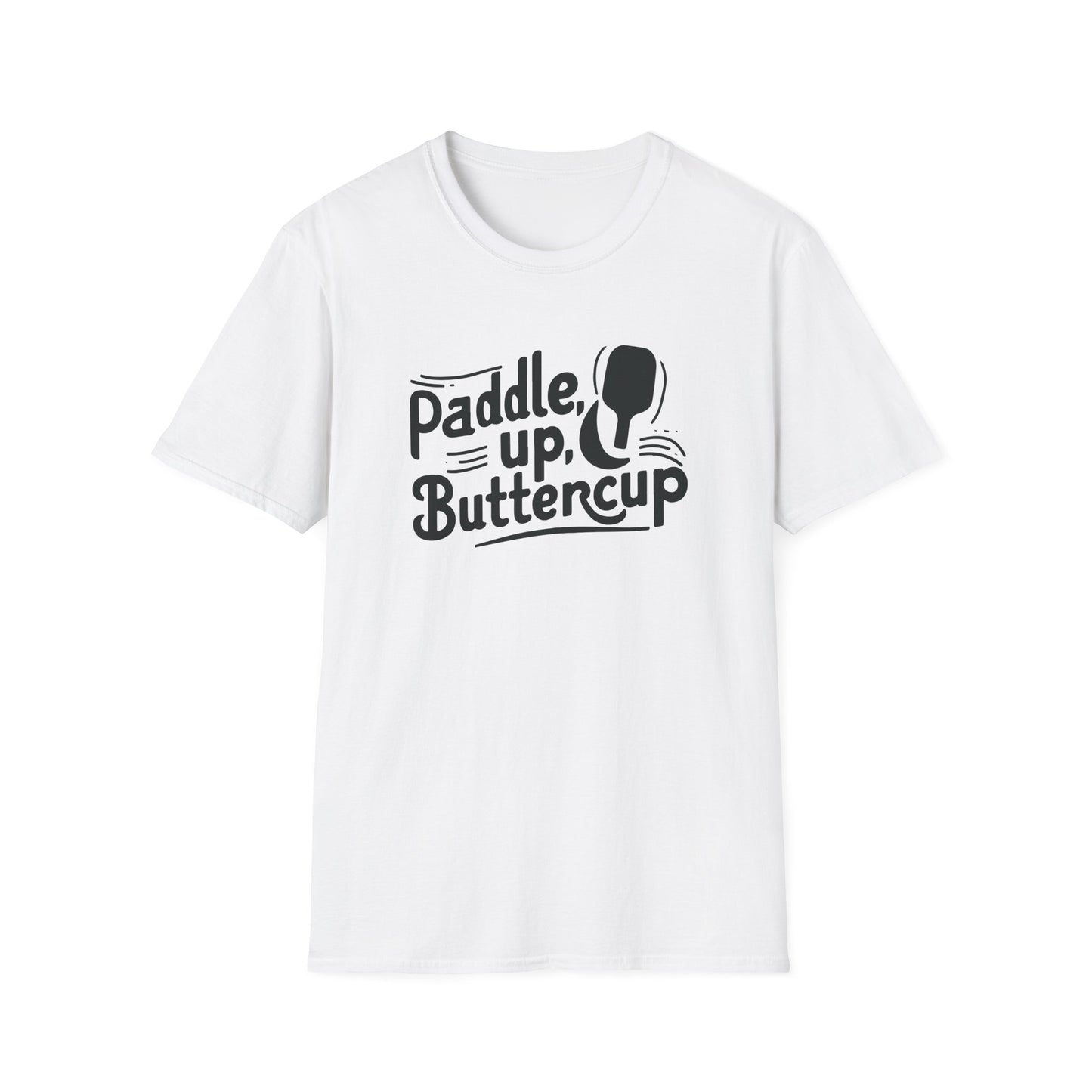 T-shirt in an alternate color featuring the “Paddle Up Buttercup” slogan and paddle graphic in a fun and bold design.