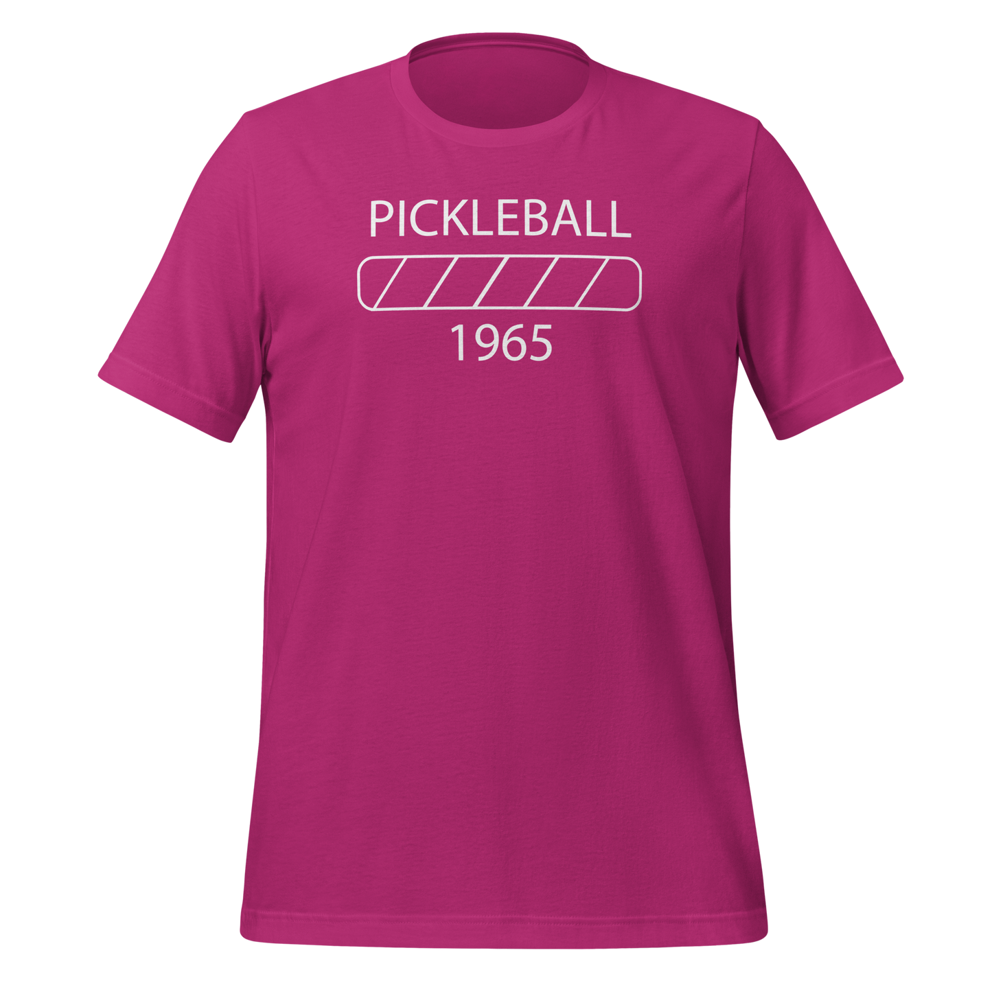 The Pickleball 1965 Vintage Progress T-Shirt shown in an alternate color, featuring the same simple text and progress bar graphic.