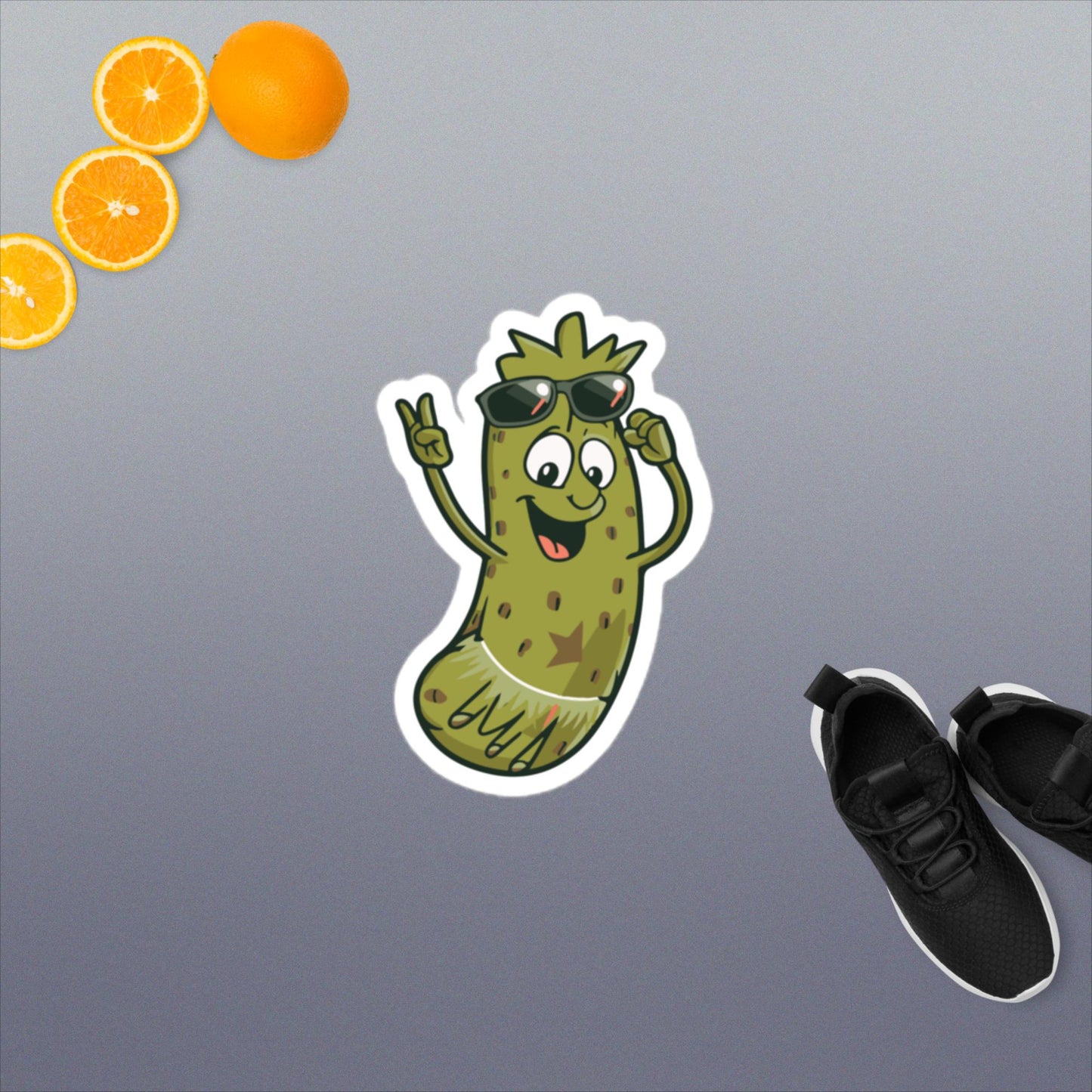 Pickleball Cool Tropical Pickle Person Vinyl Bubble-free stickers