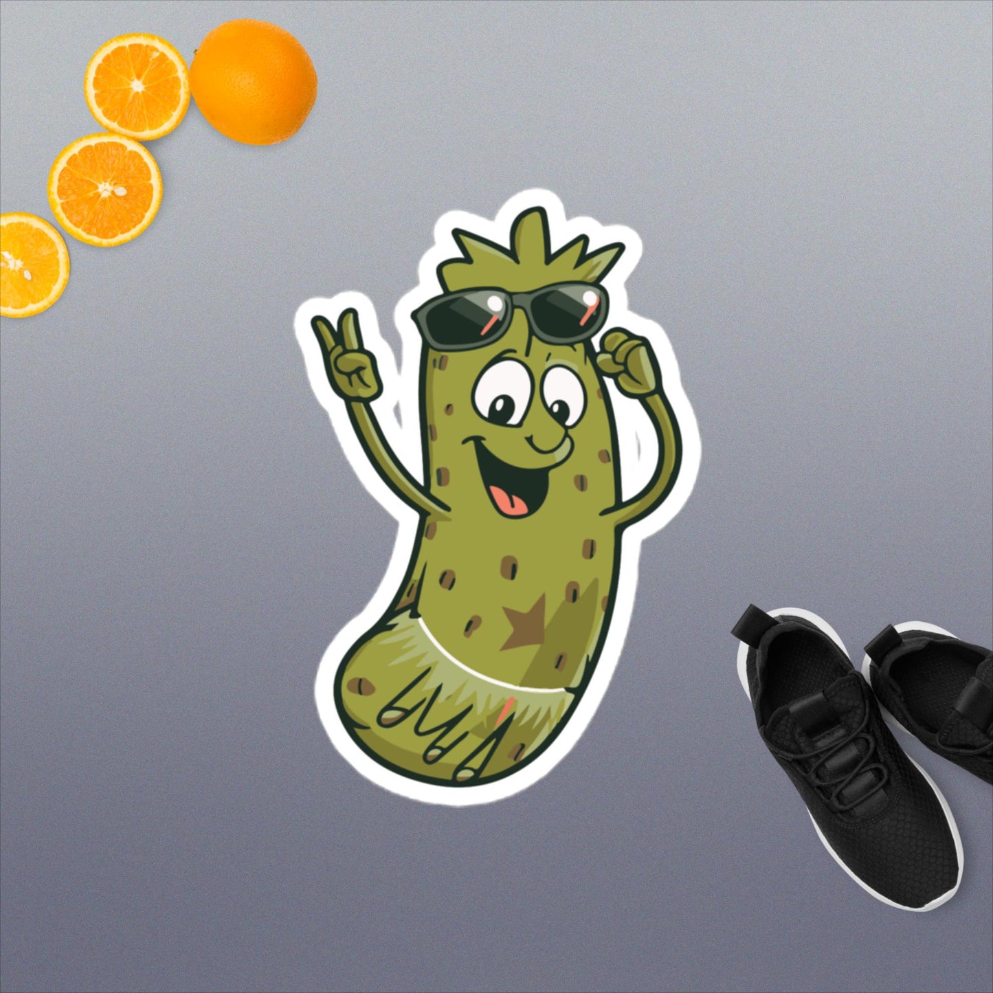 Pickleball Cool Tropical Pickle Person Vinyl Bubble-free stickers