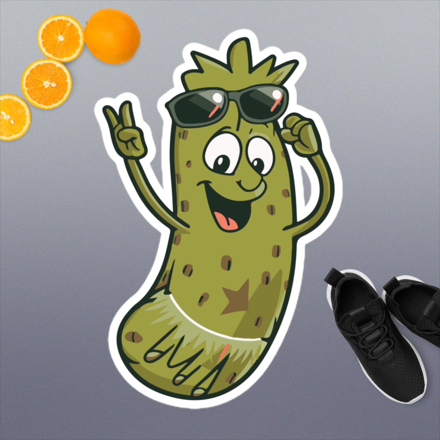 Pickleball Cool Tropical Pickle Person Vinyl Bubble-free stickers