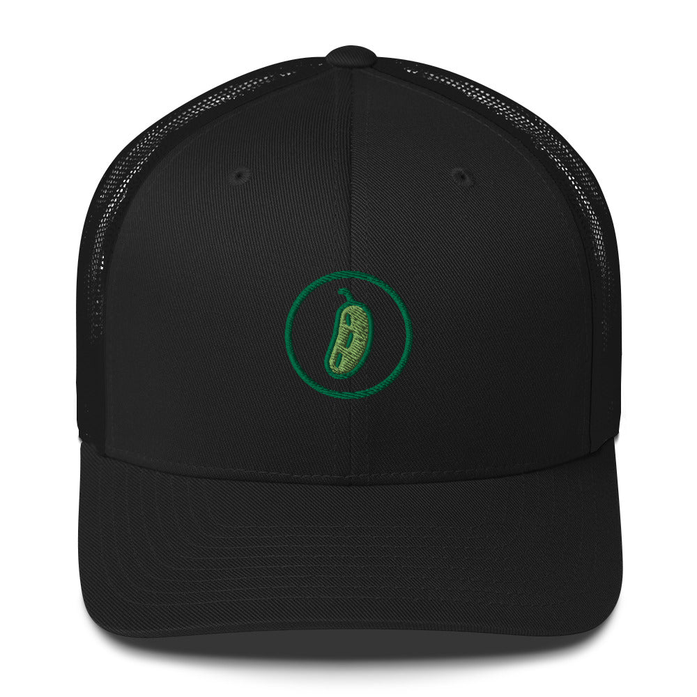 Pickleball Pickle Trucker Cap - Green on Green