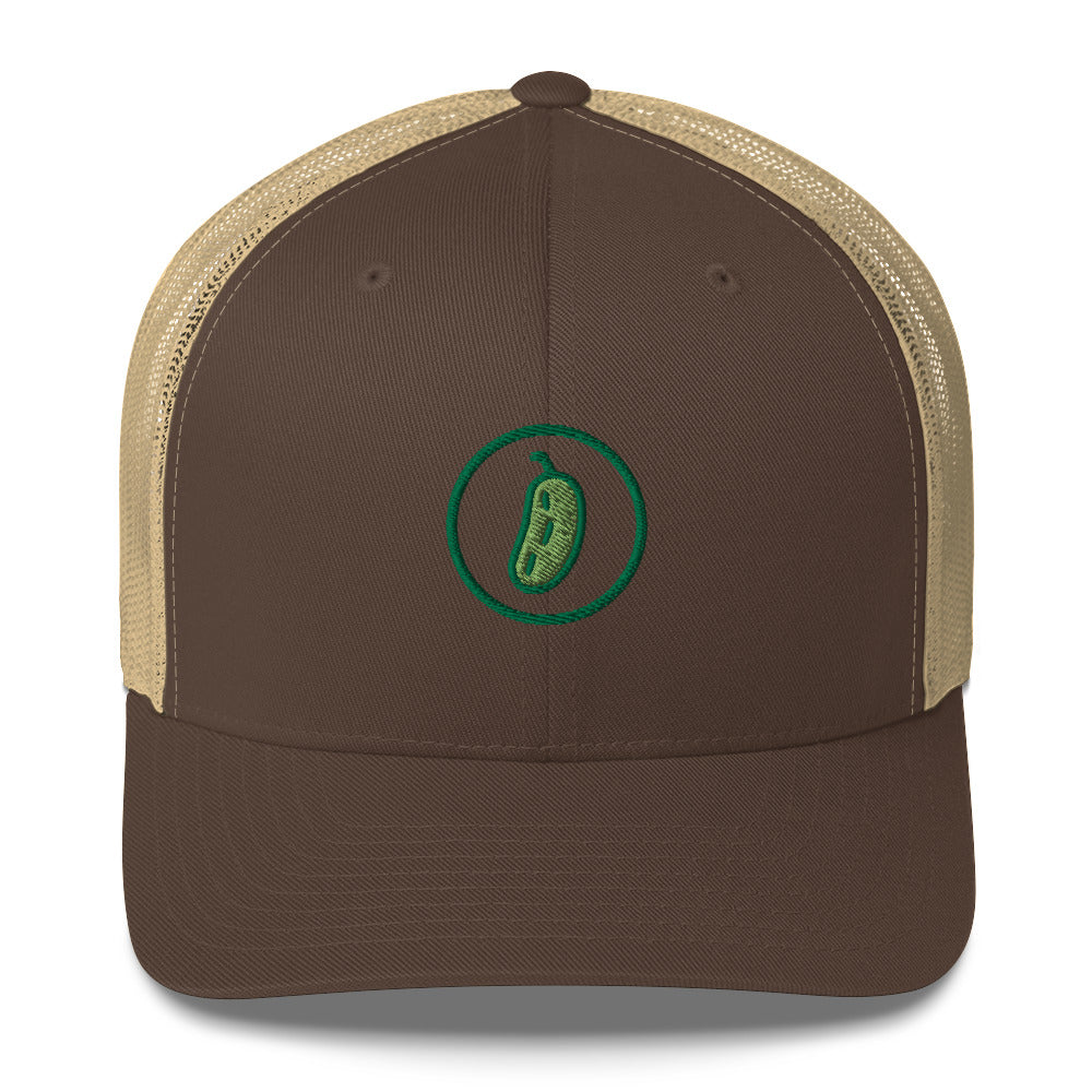 Pickleball Pickle Trucker Cap - Green on Green